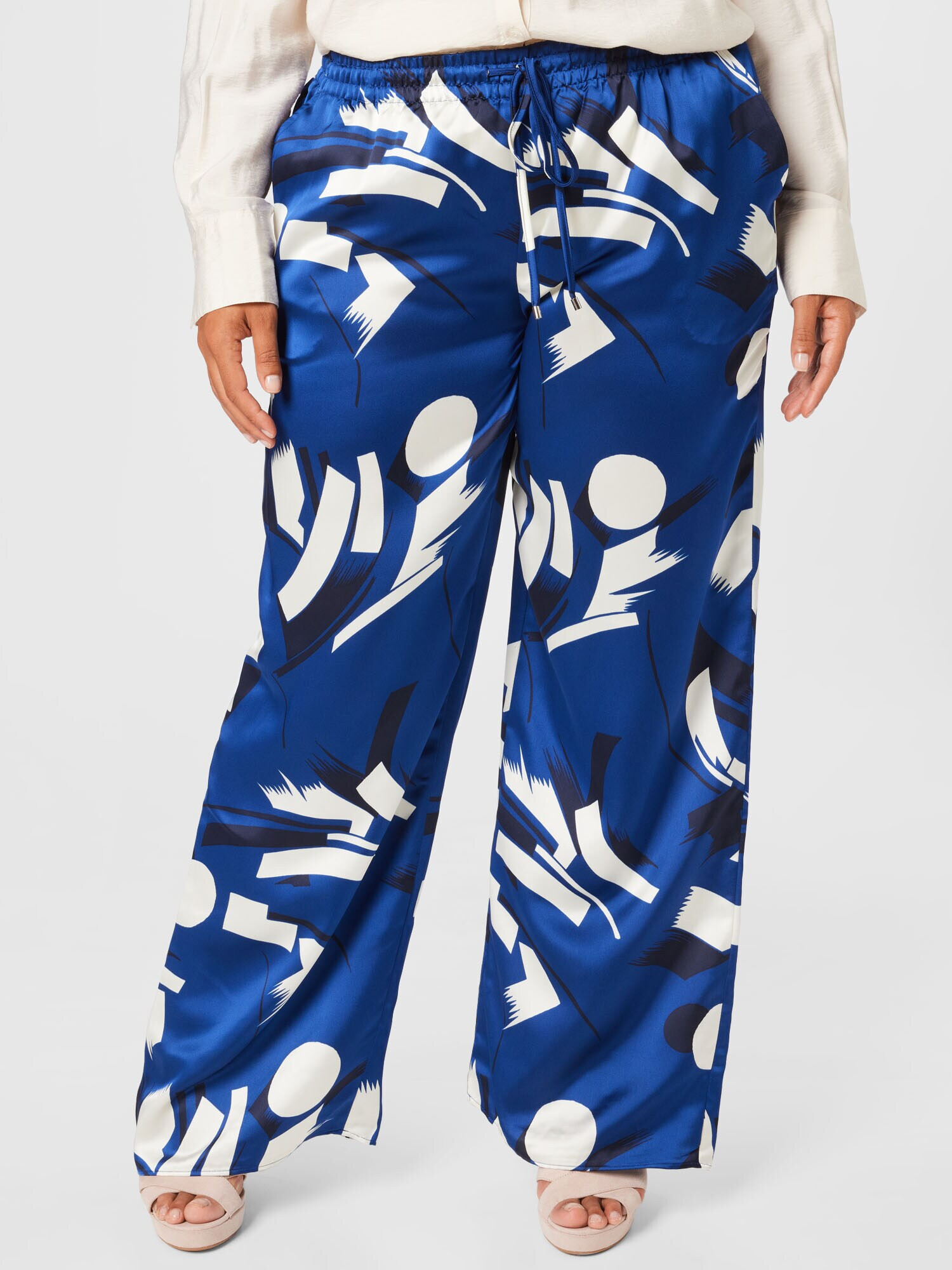 Lauren Ralph Lauren Plus Pantaloni crem / albastru / bleumarin - Pled.ro