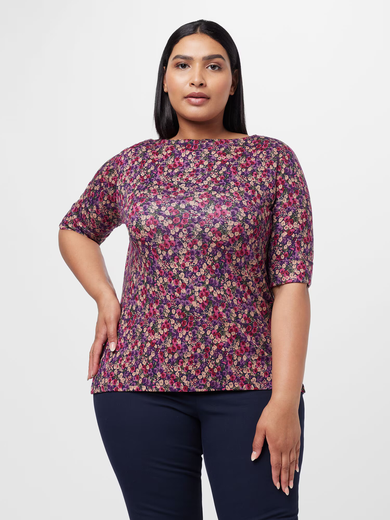 Lauren Ralph Lauren Plus Tricou 'JUDY' bleumarin / lila / roz / roșu burgundy - Pled.ro