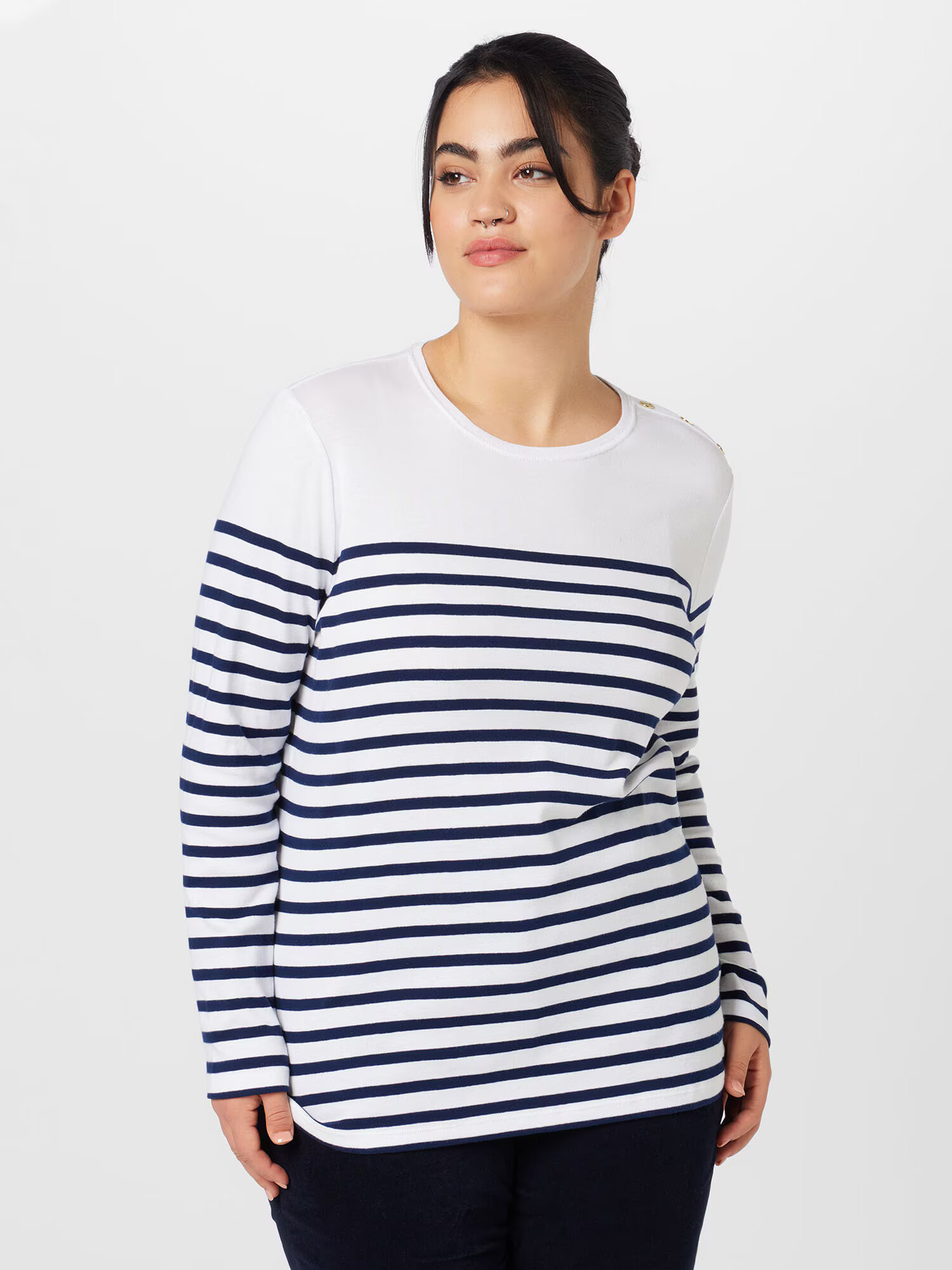 Lauren Ralph Lauren Plus Tricou 'MULIATI' bleumarin / alb - Pled.ro