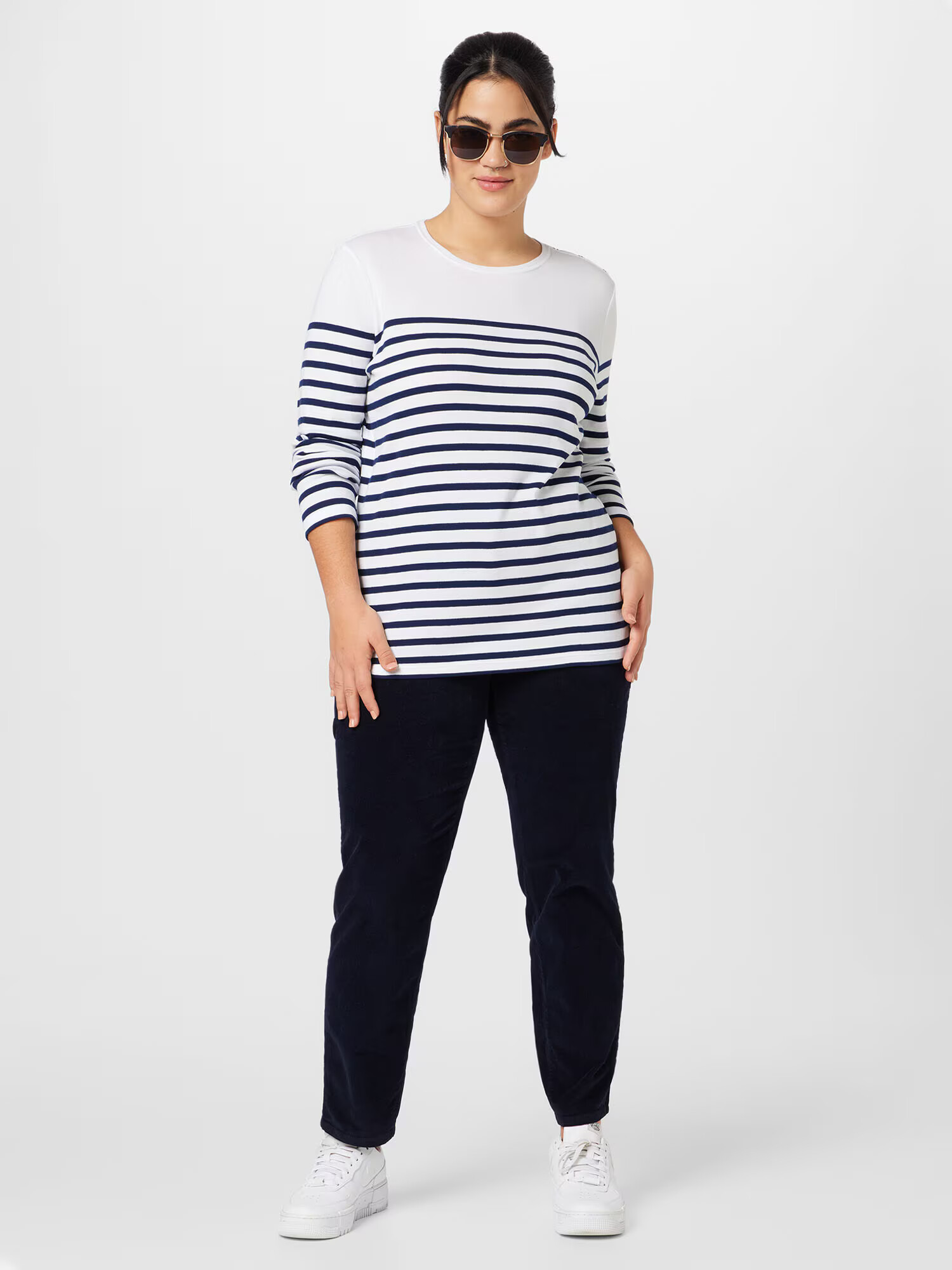 Lauren Ralph Lauren Plus Tricou 'MULIATI' bleumarin / alb - Pled.ro