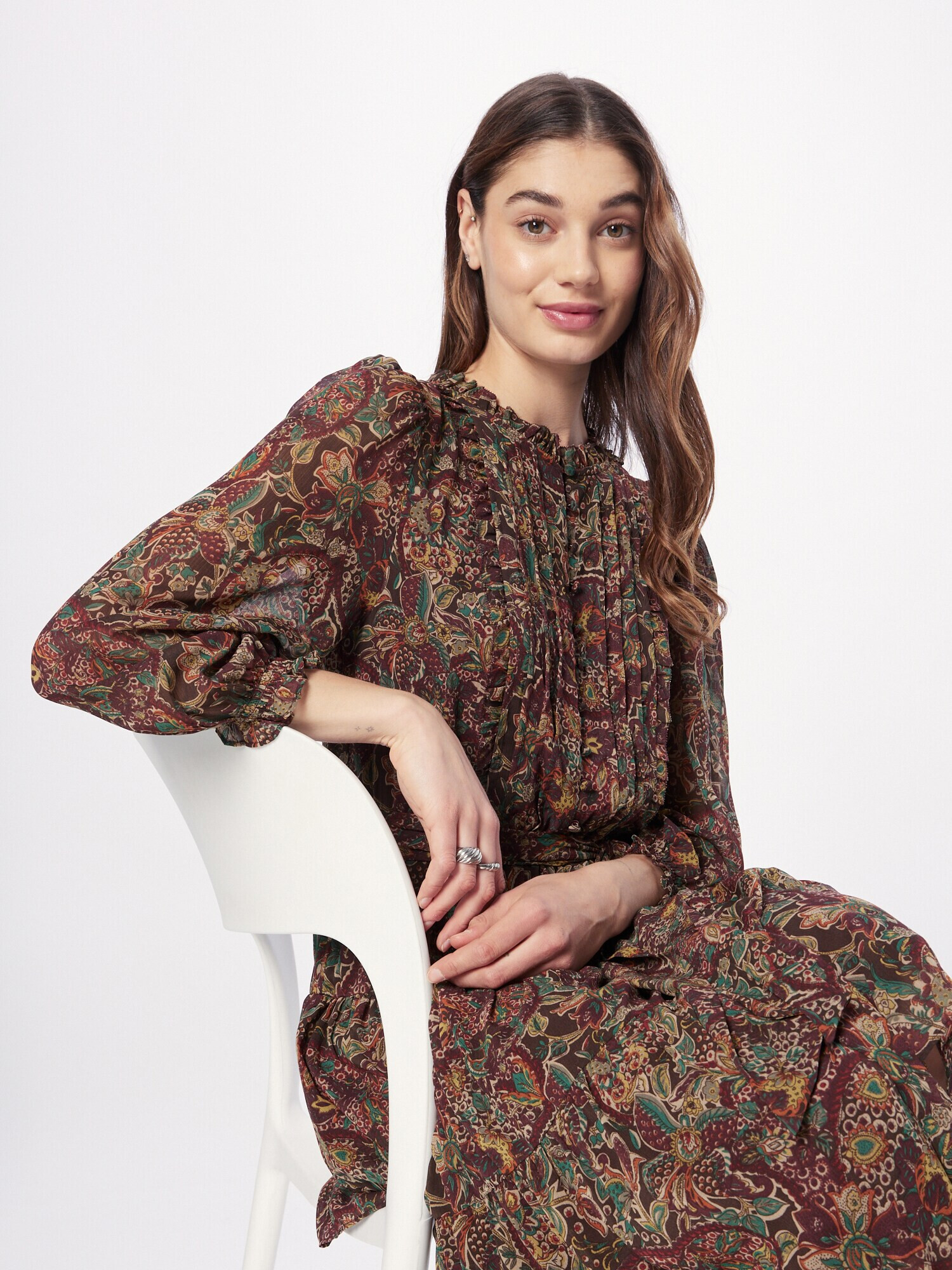 Lauren Ralph Lauren Rochie tip bluză 'WINDALEA' crem / galben muștar / verde jad / roșu bordeaux - Pled.ro