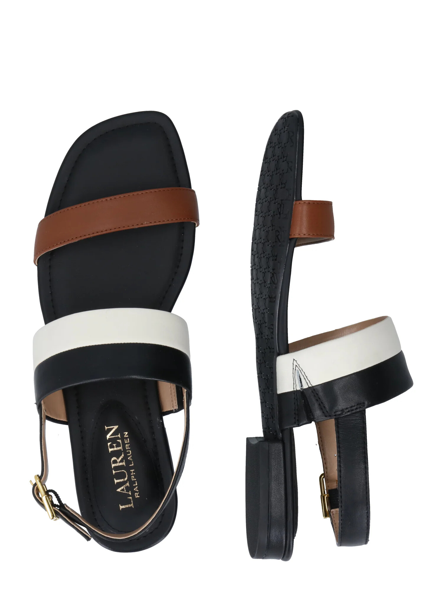 Lauren Ralph Lauren Sandale 'KRISTI' maro / negru / alb - Pled.ro