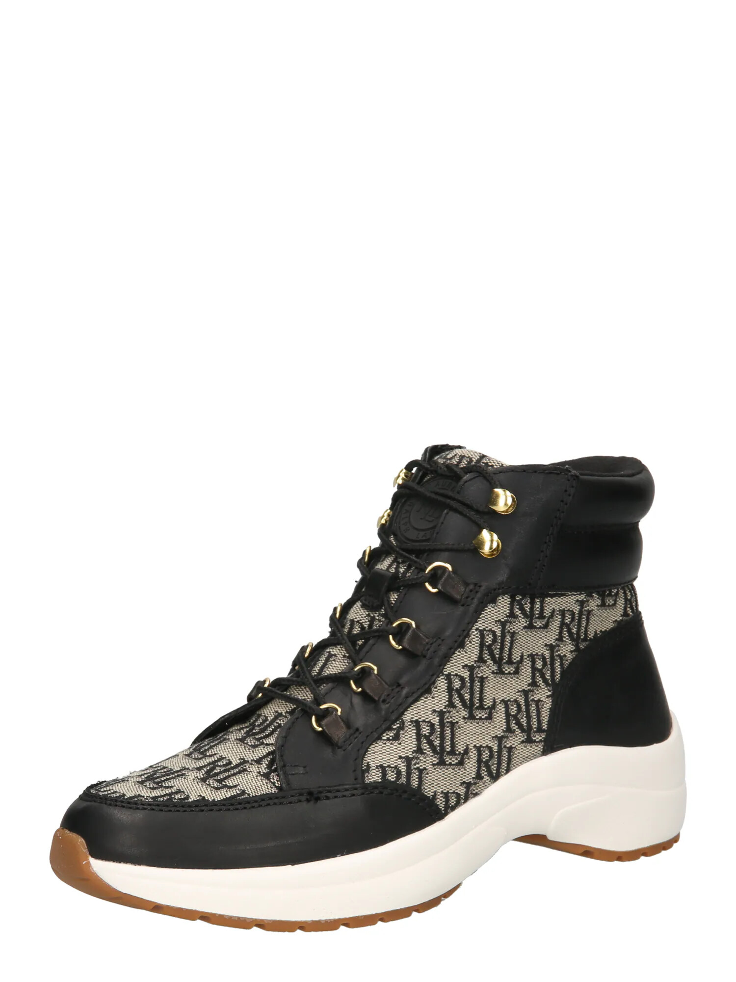 Lauren Ralph Lauren Sneaker înalt alb kitt / negru - Pled.ro