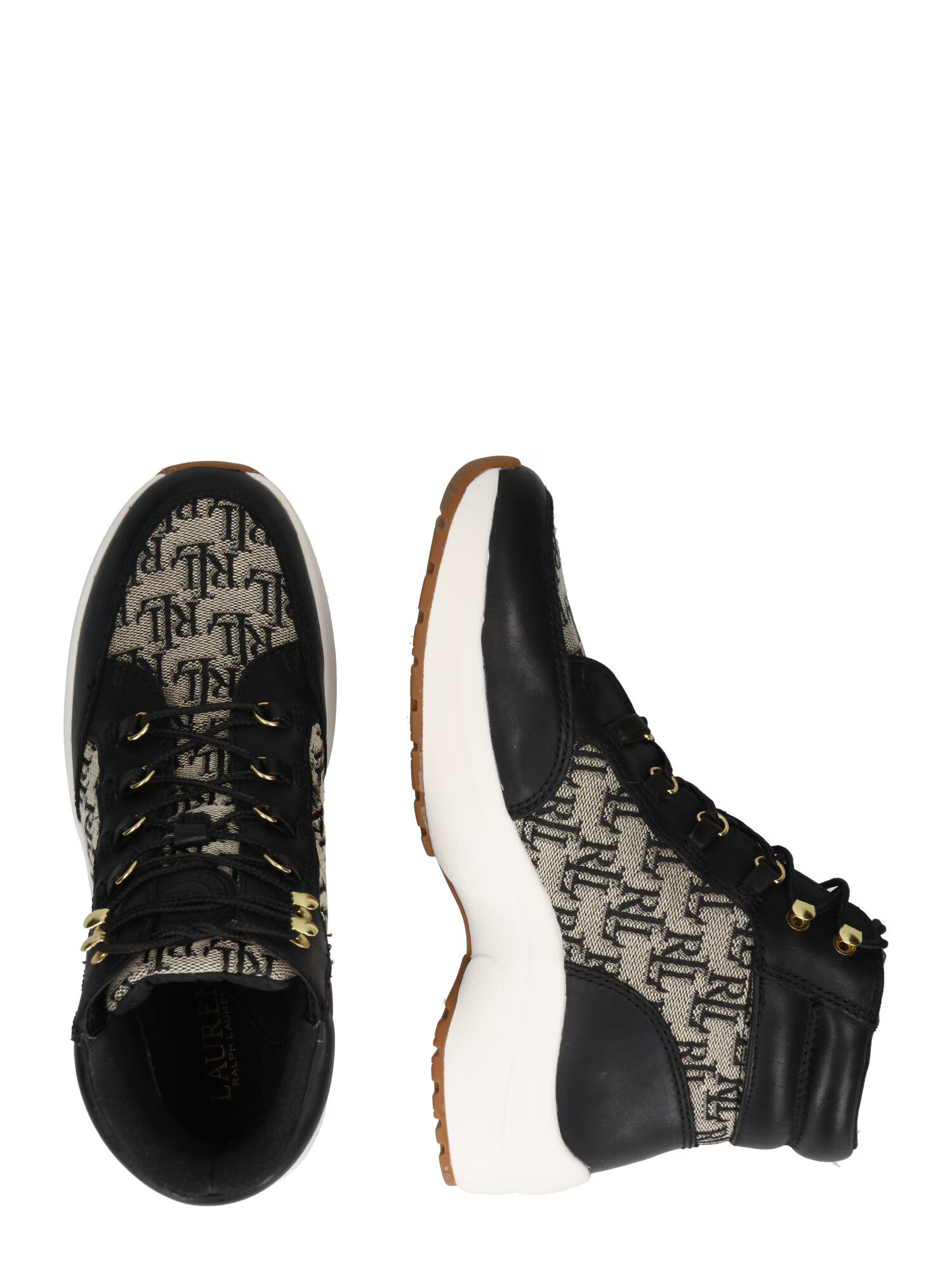 Lauren Ralph Lauren Sneaker înalt alb kitt / negru - Pled.ro