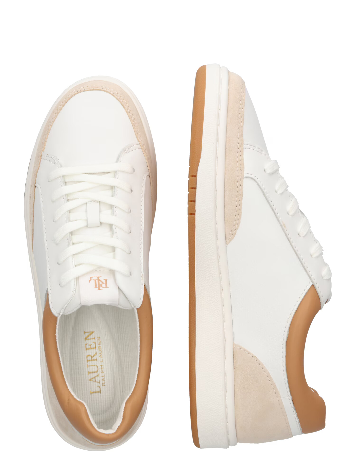 Lauren Ralph Lauren Sneaker low 'HAILEY' bej / maro coniac / alb - Pled.ro