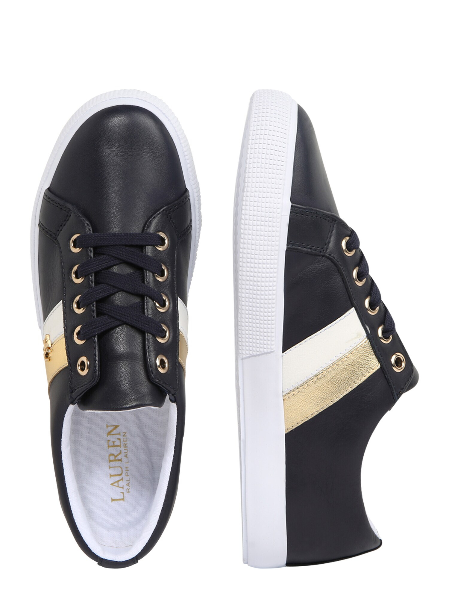 Lauren Ralph Lauren Sneaker low 'Janson II' albastru noapte / auriu / alb - Pled.ro