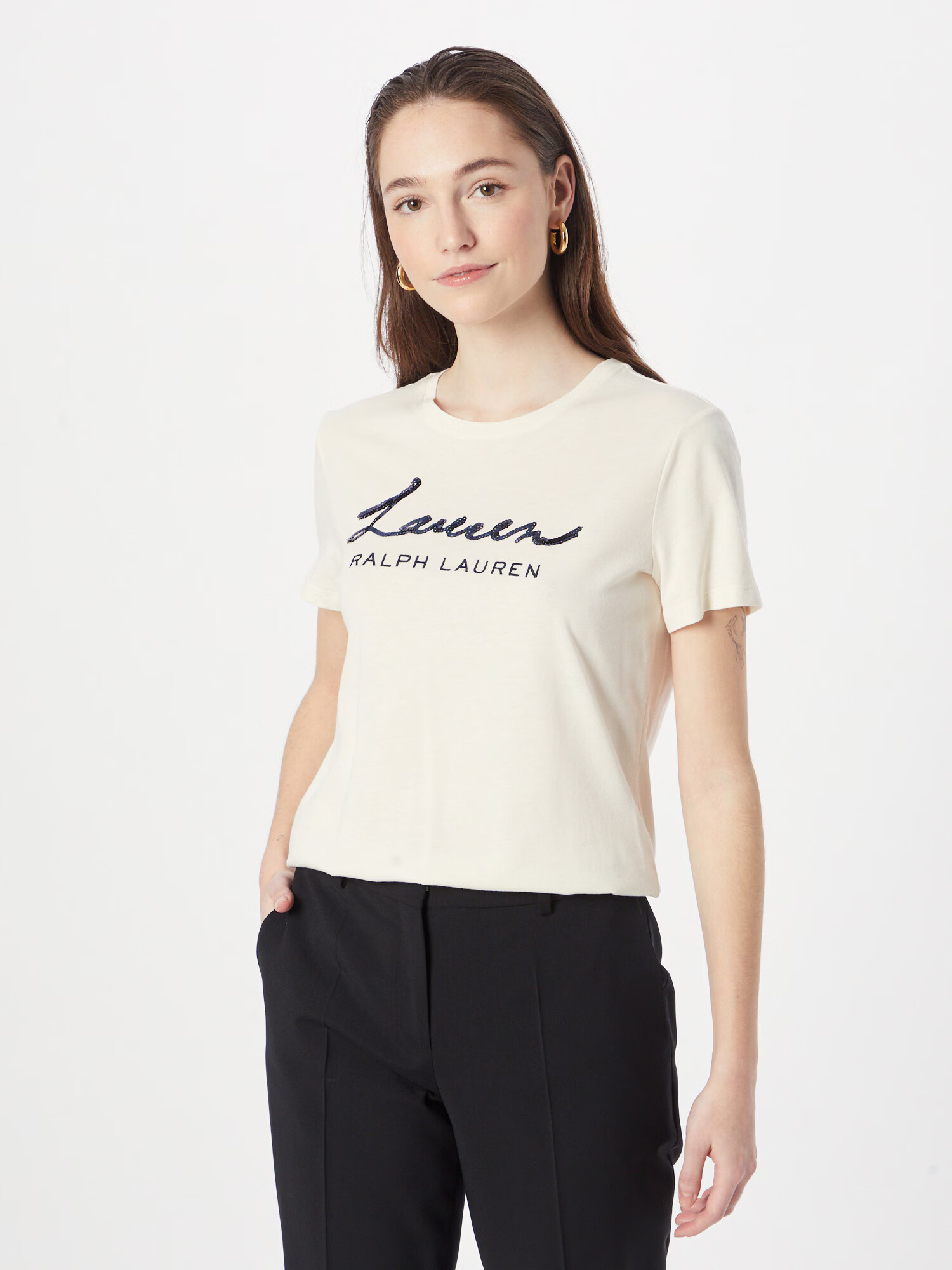 Lauren Ralph Lauren Tricou 'KATLIN' crem / negru - Pled.ro