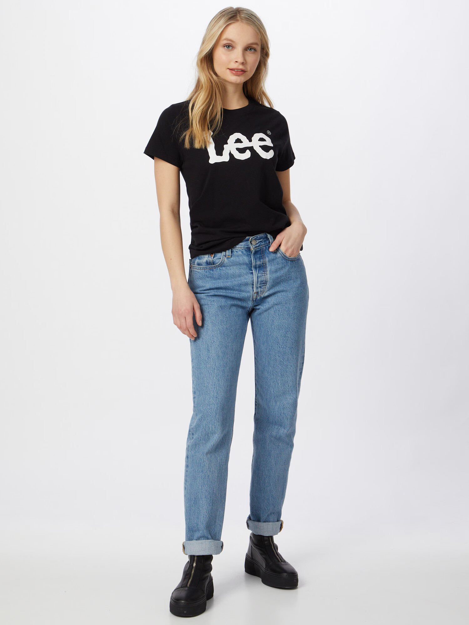 Lee Tricou negru / alb - Pled.ro