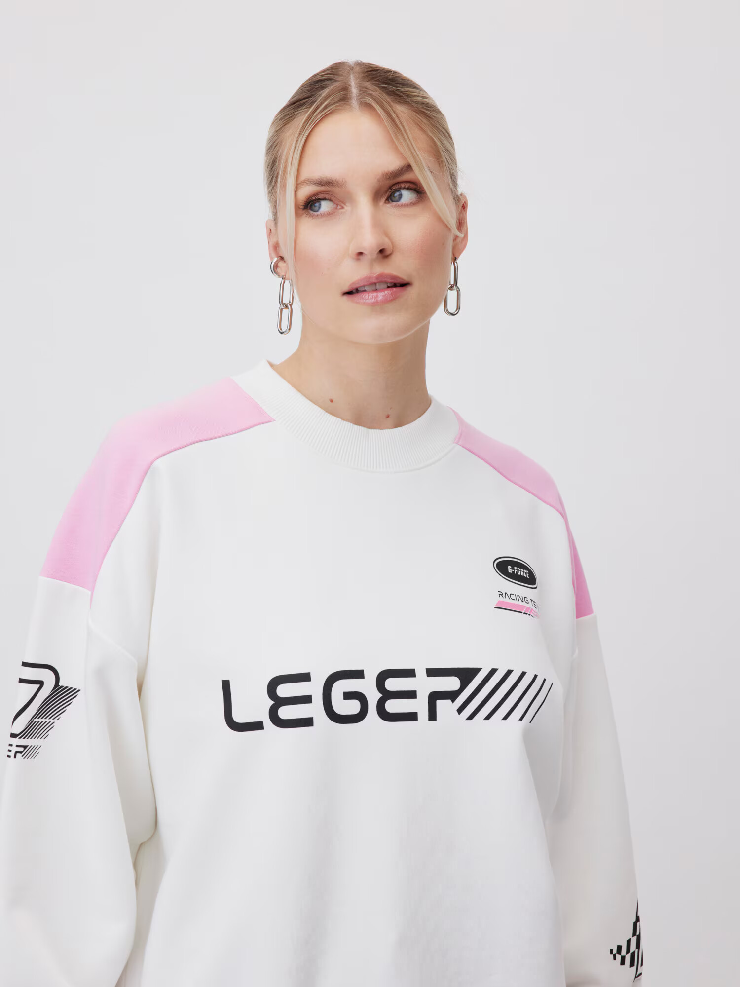 LeGer by Lena Gercke Bluză de molton 'Jovana' roz / negru / alb - Pled.ro