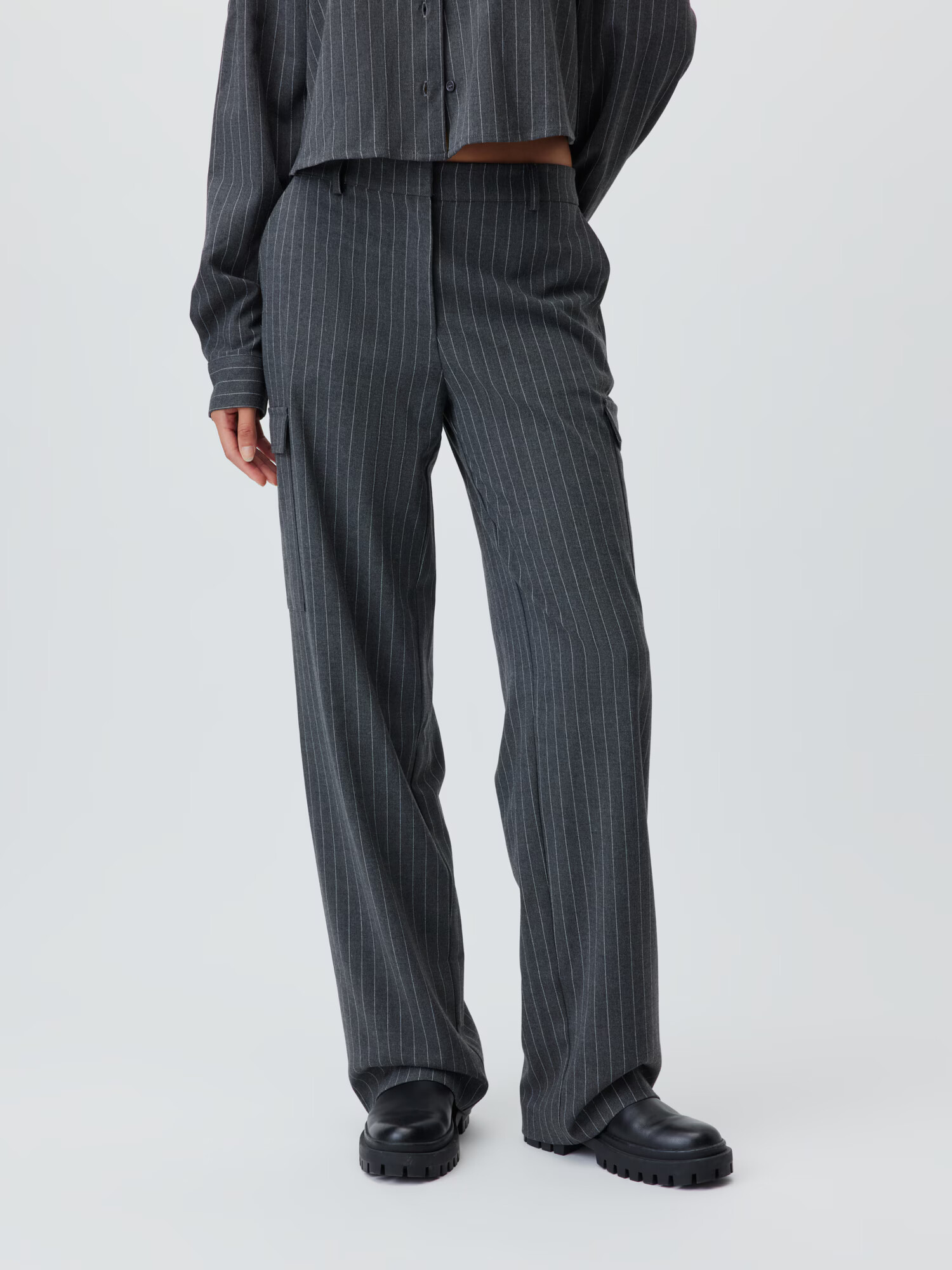 LeGer by Lena Gercke Pantaloni cu buzunare 'Aurea Tall' gri / alb - Pled.ro