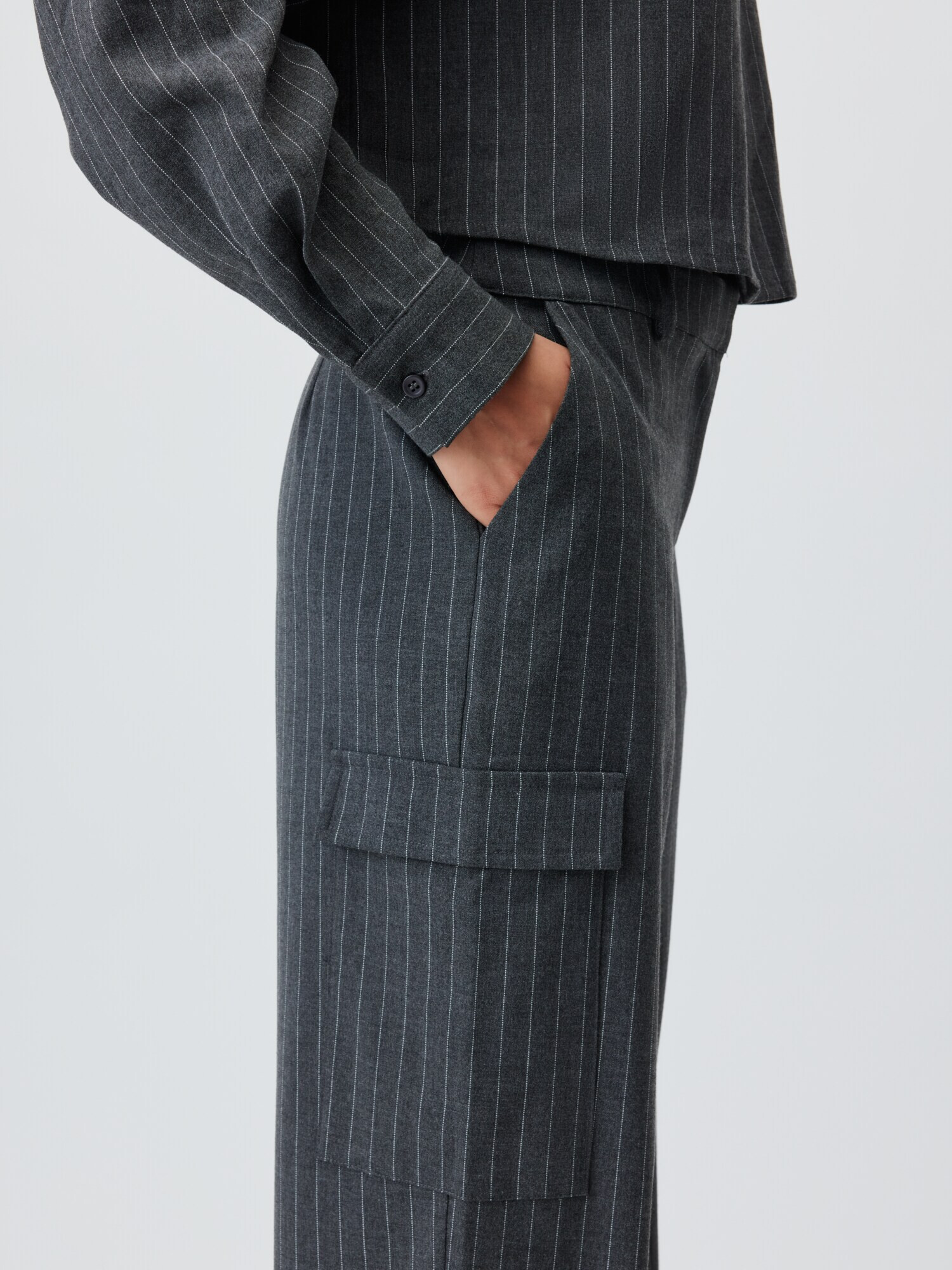 LeGer by Lena Gercke Pantaloni cu buzunare 'Aurea Tall' gri / alb - Pled.ro