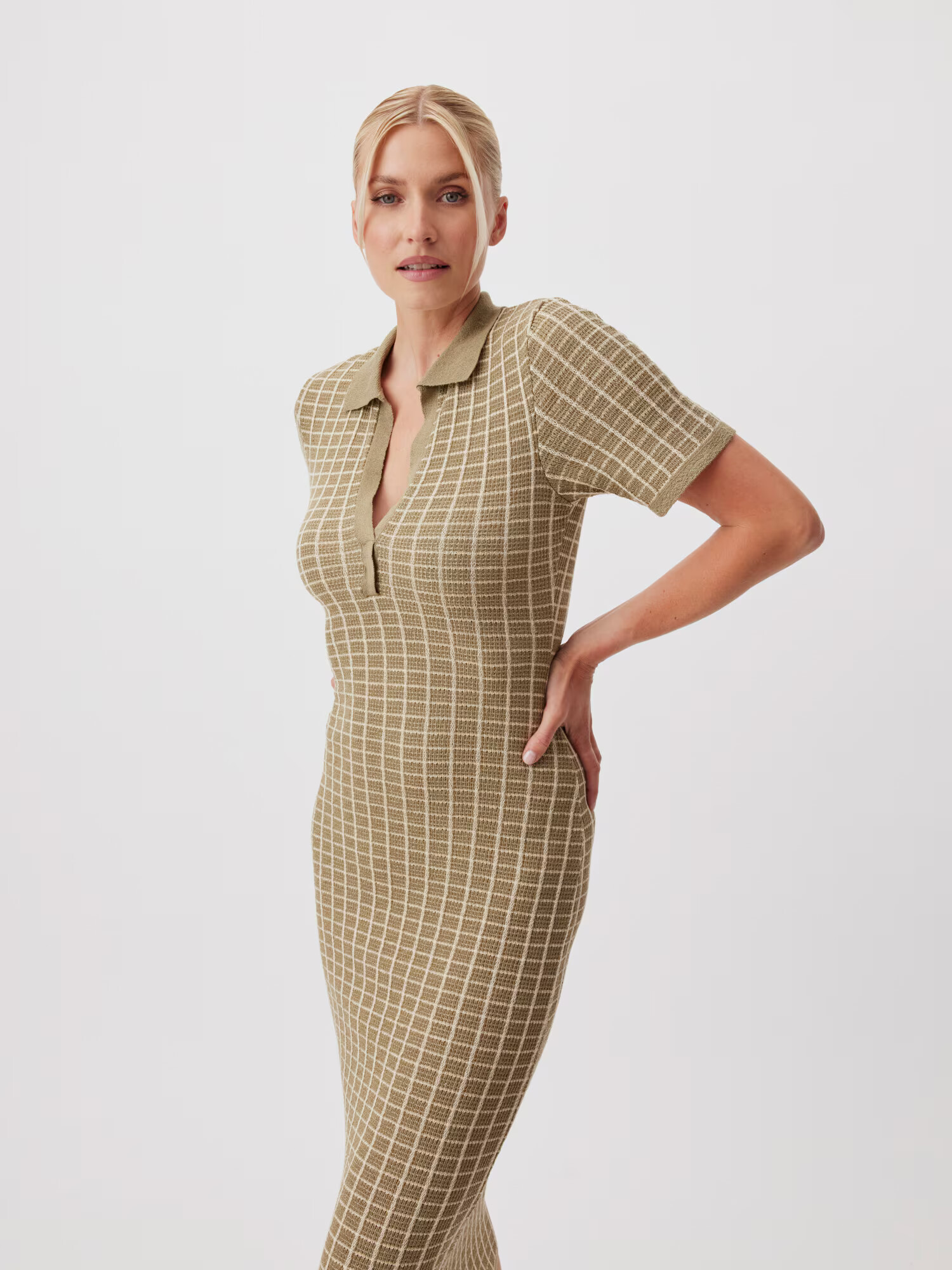 LeGer by Lena Gercke Rochie tricotat 'Anaida' oliv / alb - Pled.ro