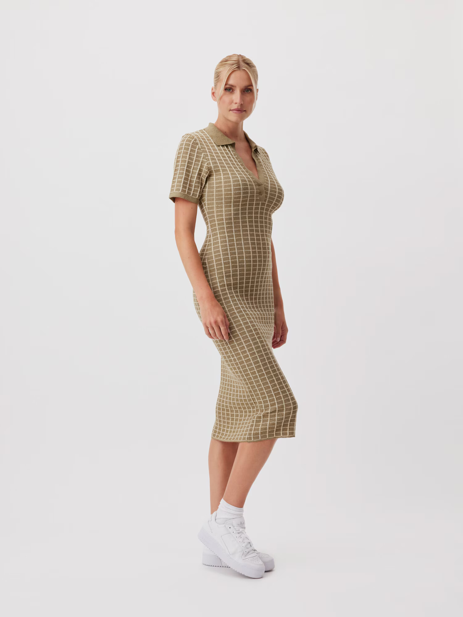 LeGer by Lena Gercke Rochie tricotat 'Anaida' oliv / alb - Pled.ro