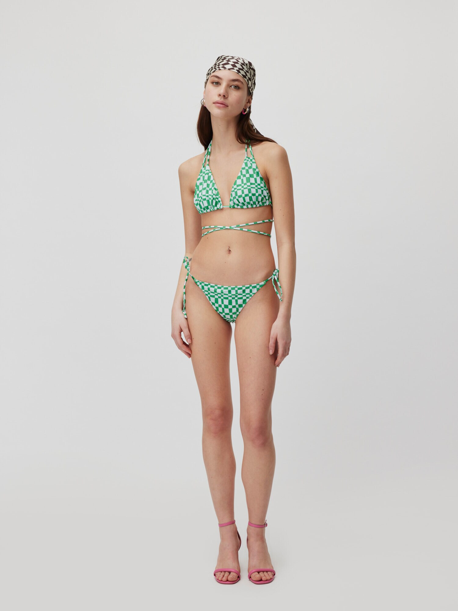 LeGer by Lena Gercke Slip costum de baie 'Caro' verde / alb - Pled.ro