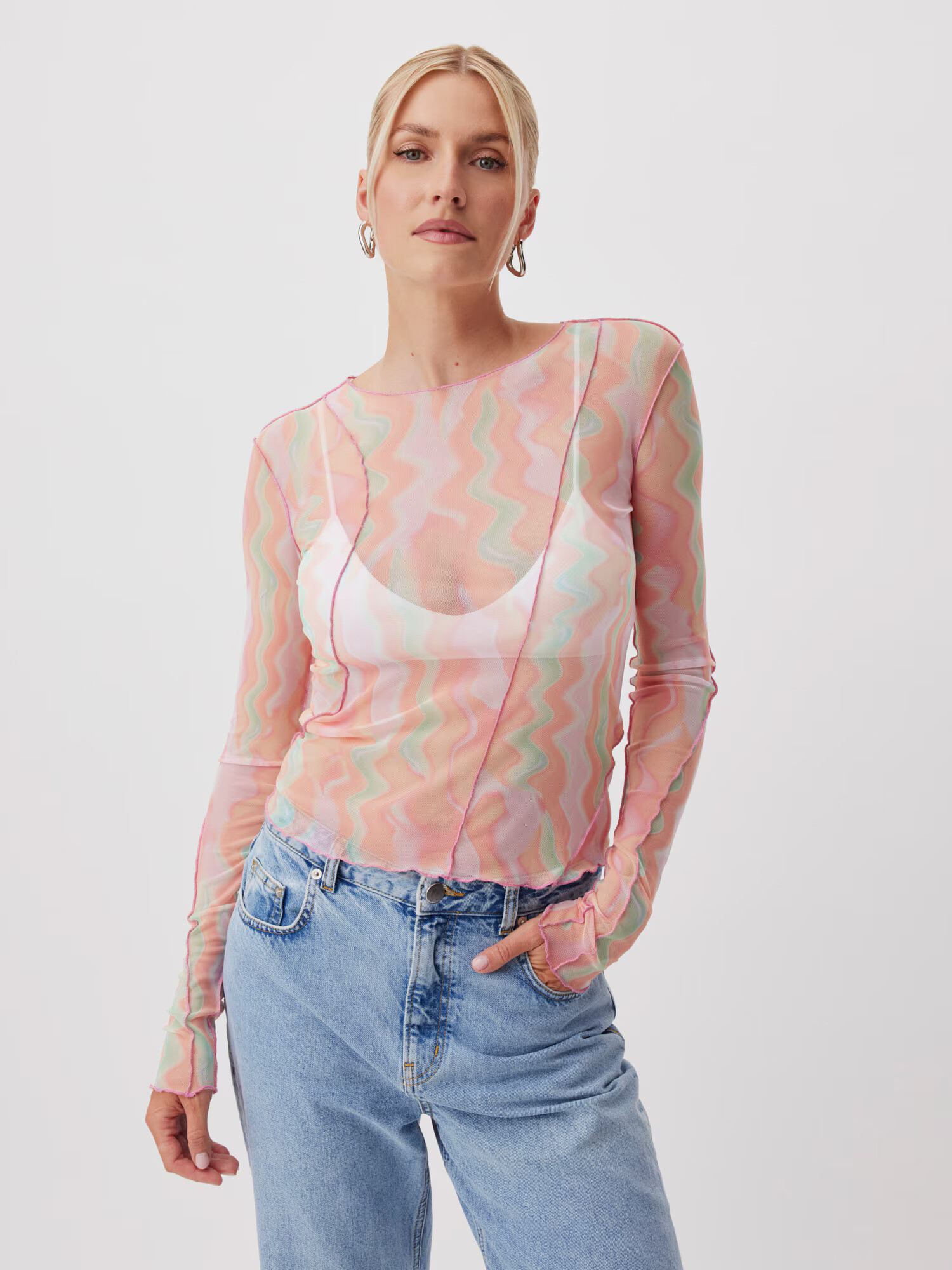 LeGer by Lena Gercke Tricou 'Kenley' verde pastel / portocaliu caisă / roz / roz - Pled.ro