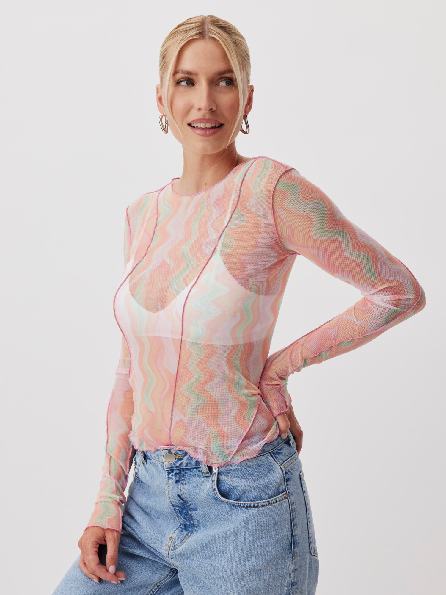 LeGer by Lena Gercke Tricou 'Kenley' verde pastel / portocaliu caisă / roz / roz - Pled.ro