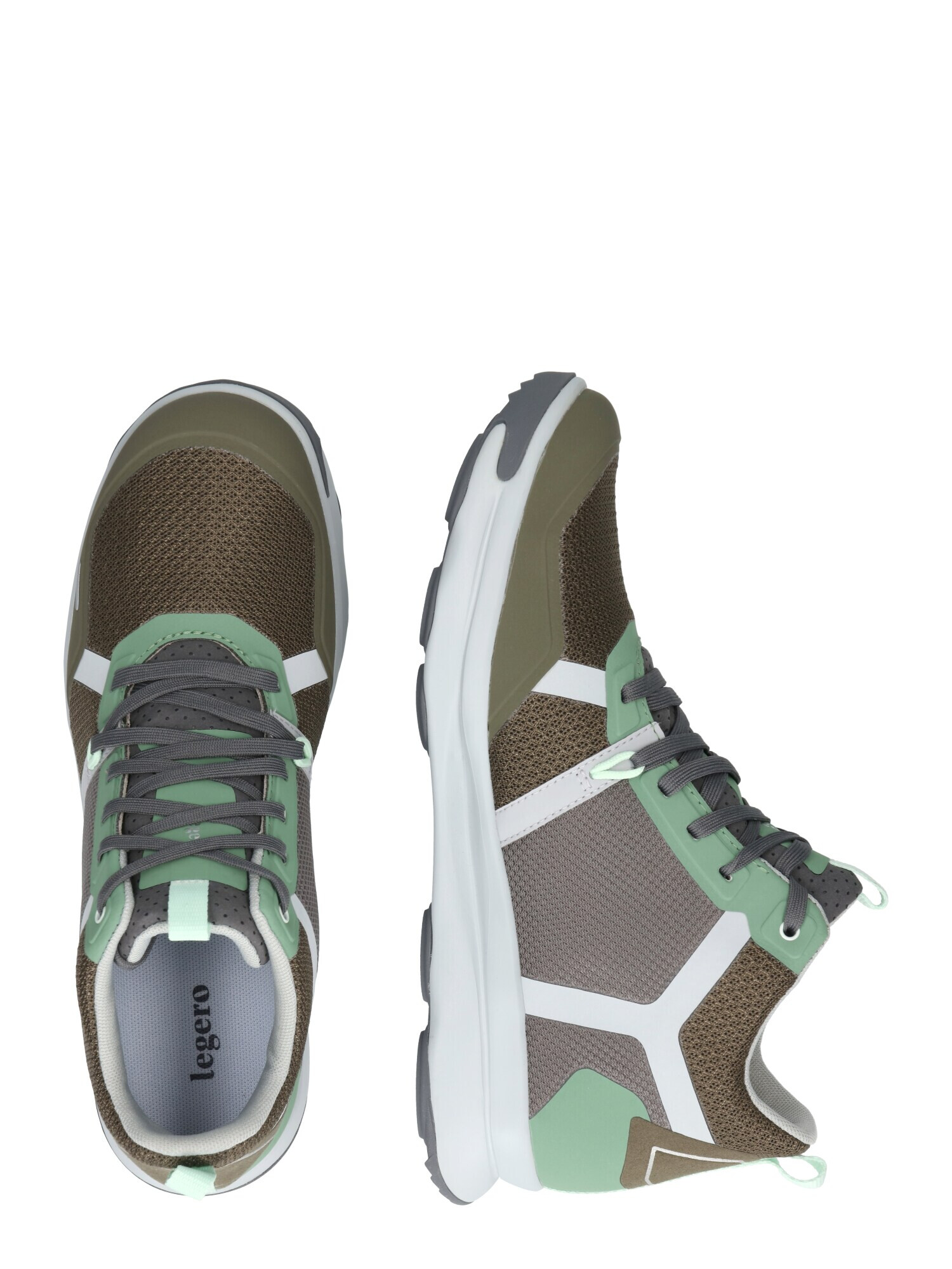 Legero Sneaker low 'READY' gri / verde / kaki / alb - Pled.ro