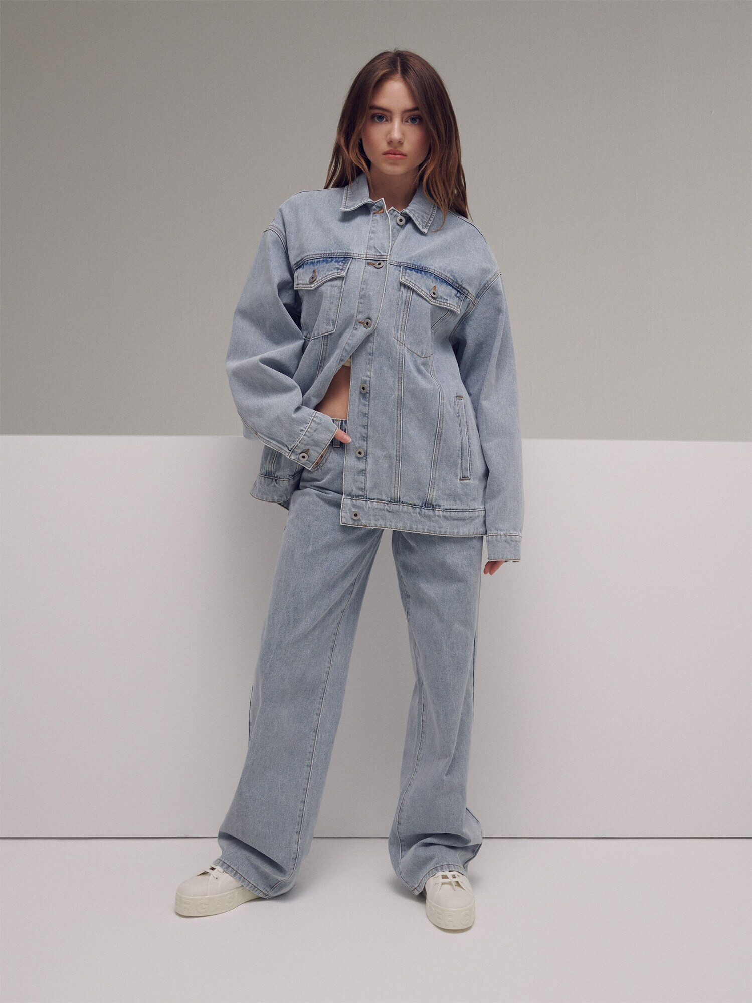 LENI KLUM x ABOUT YOU Geacă de primăvară-toamnă 'Valentina' albastru denim - Pled.ro