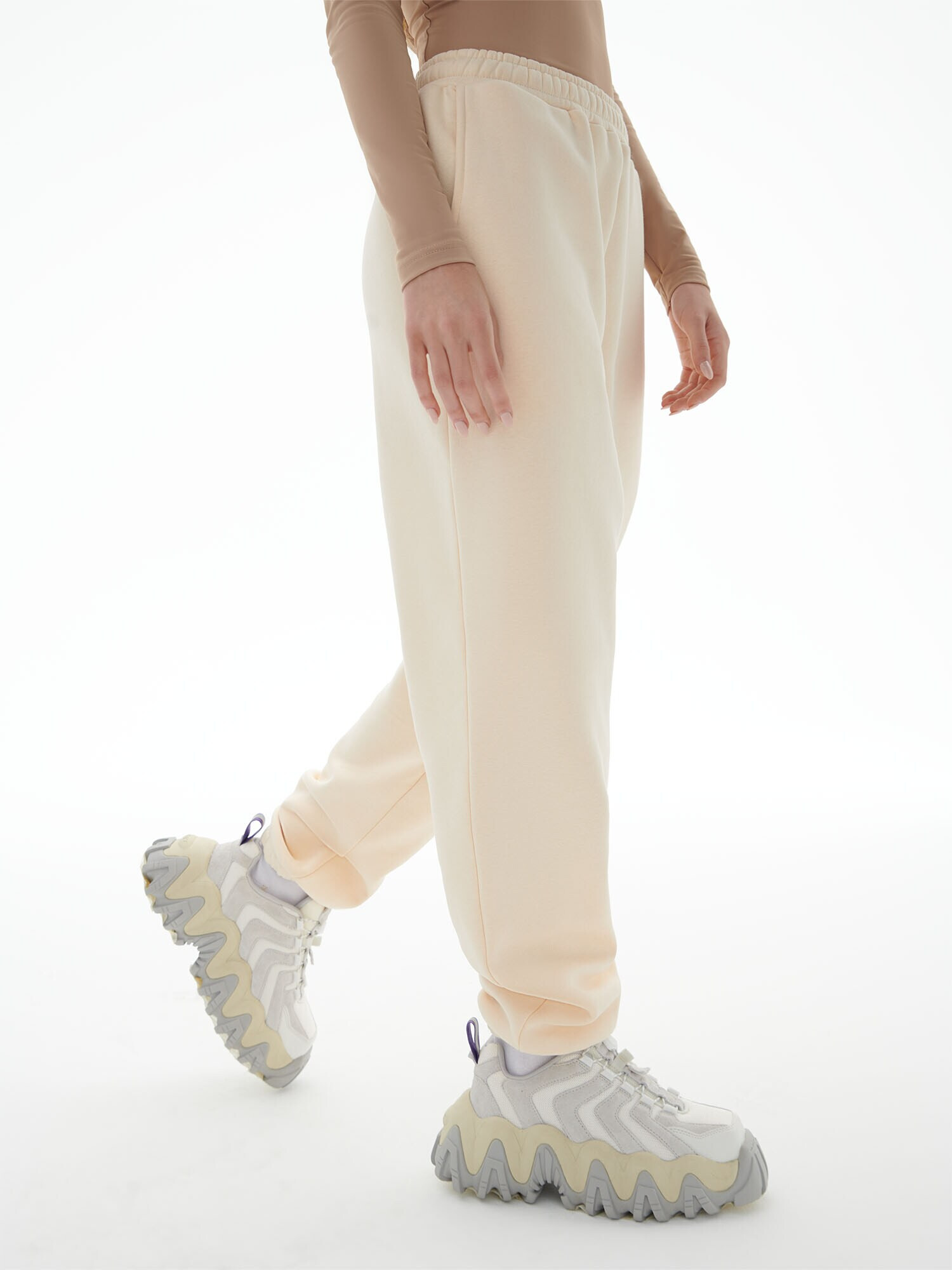 LENI KLUM x ABOUT YOU Pantaloni 'Lea' alb murdar - Pled.ro