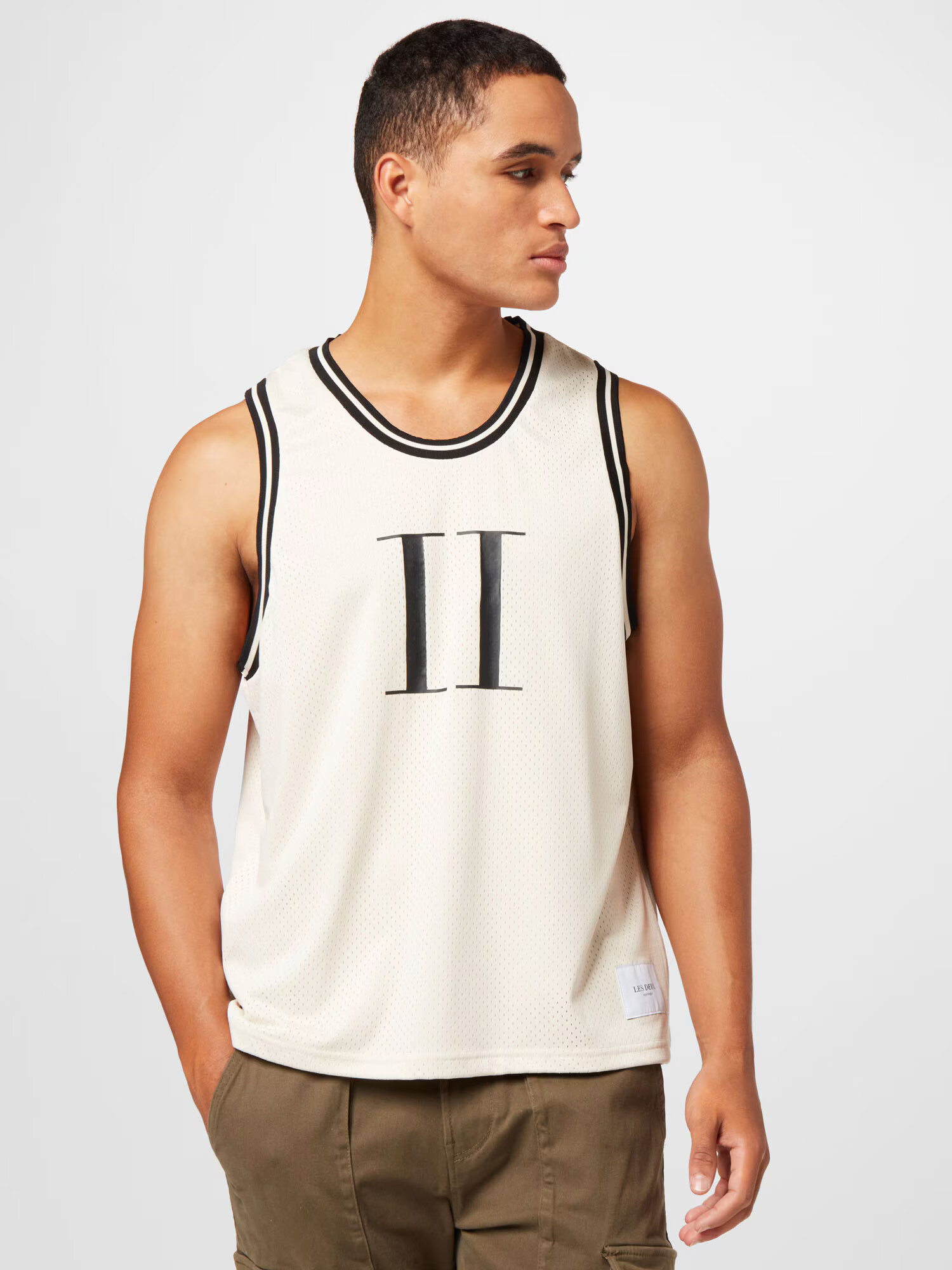 Les Deux Tricou 'Courtside' ecru / negru - Pled.ro