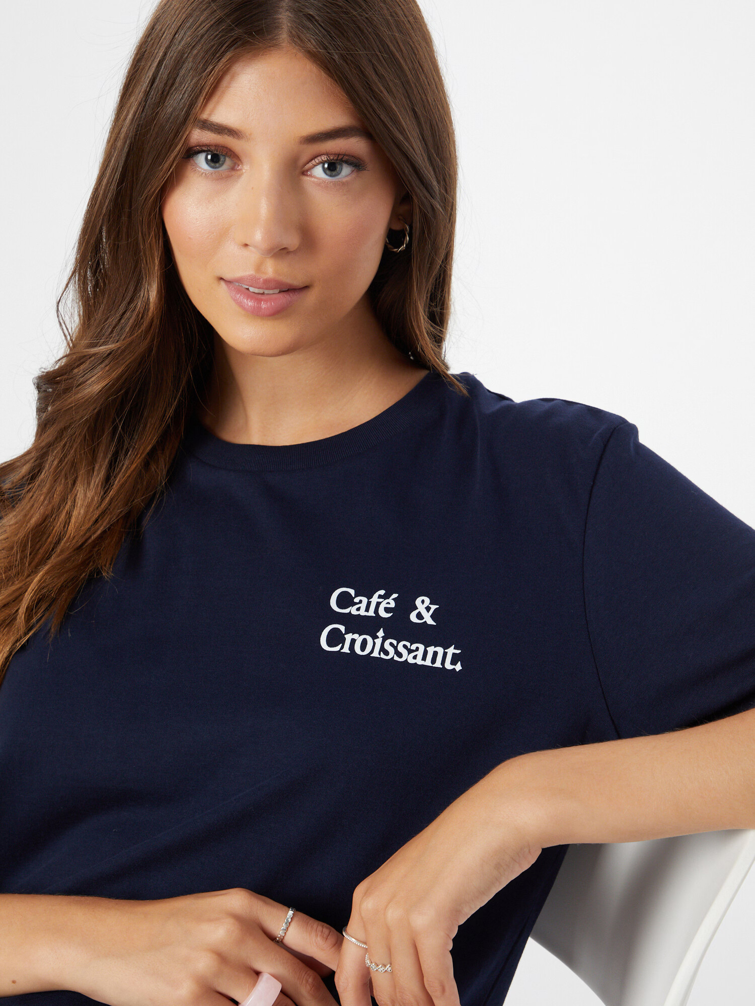 Les Petits Basics Tricou 'Café & Croissant' albastru noapte / alb - Pled.ro