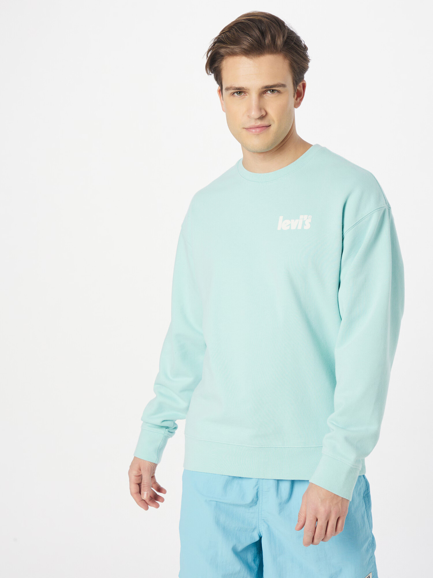 LEVI'S Bluză de molton albastru aqua / alb - Pled.ro