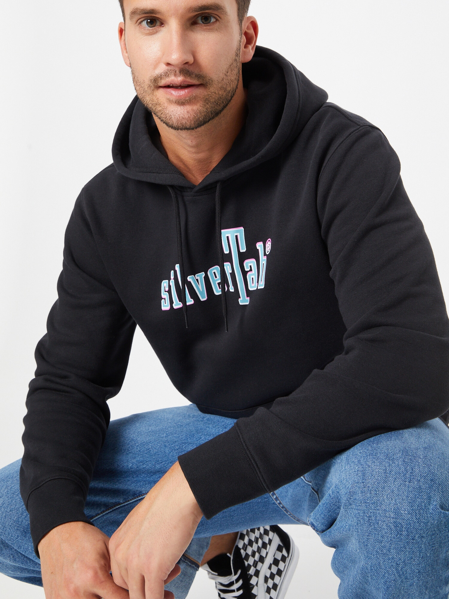 LEVI'S Bluză de molton 'STANDARD GRAPHIC HOODIE MULTI-COLOR' albastru deschis / negru / alb - Pled.ro