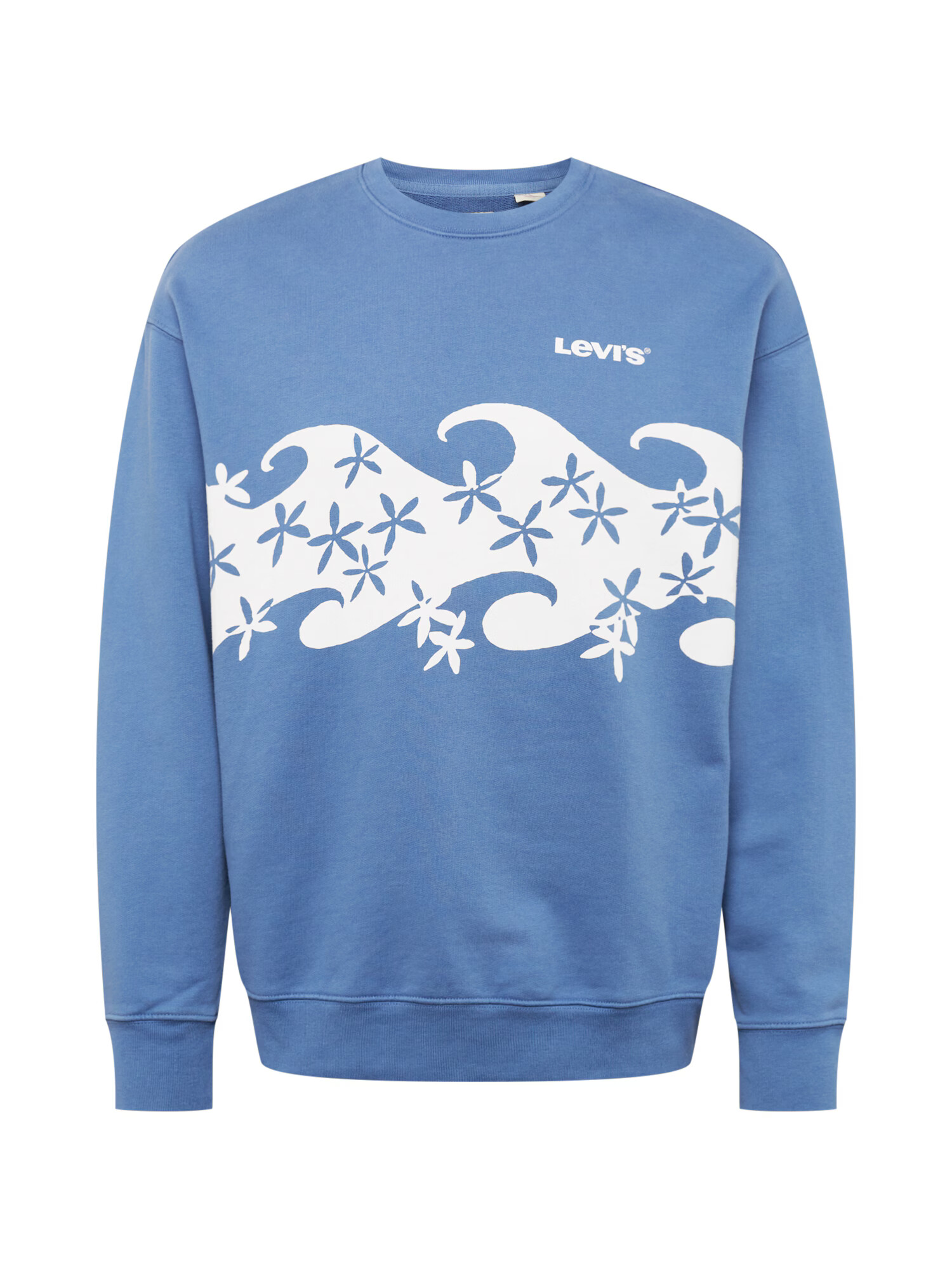 LEVI'S Bluză de molton 'RELAXD GRAPHIC CREW BLUES' albastru fumuriu / alb - Pled.ro