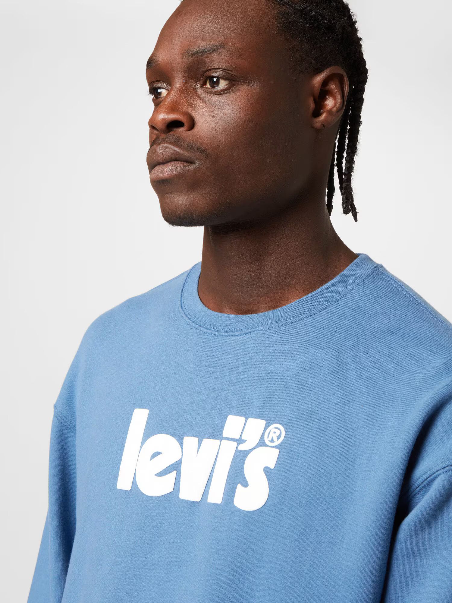 LEVI'S Bluză de molton 'RELAXD GRAPHIC CREW BLUES' albastru fumuriu / alb - Pled.ro