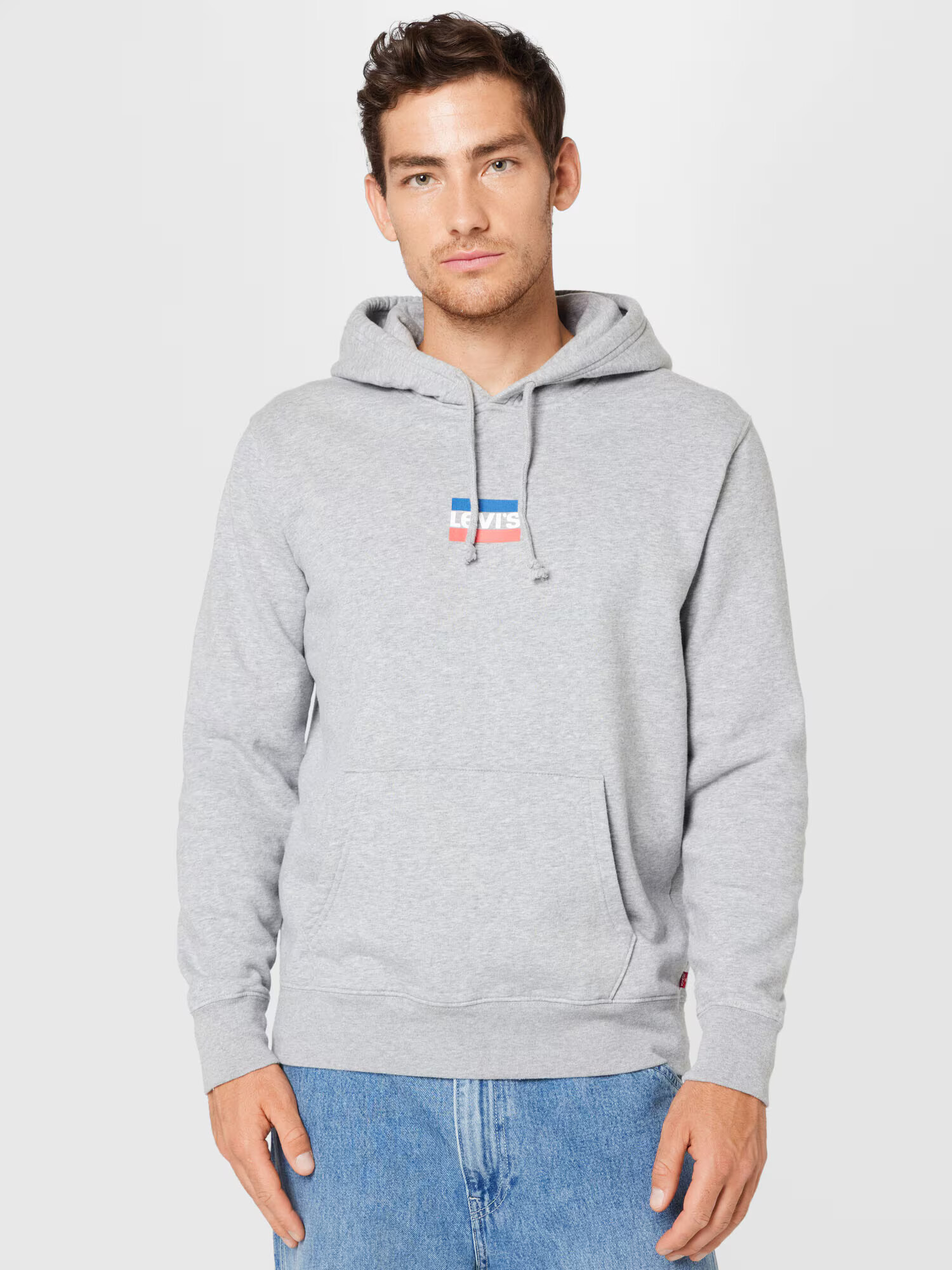 LEVI'S Bluză de molton 'STANDARD GRAPHIC HOODIE MULTI-COLOR' albastru / gri amestecat / roșu / alb - Pled.ro