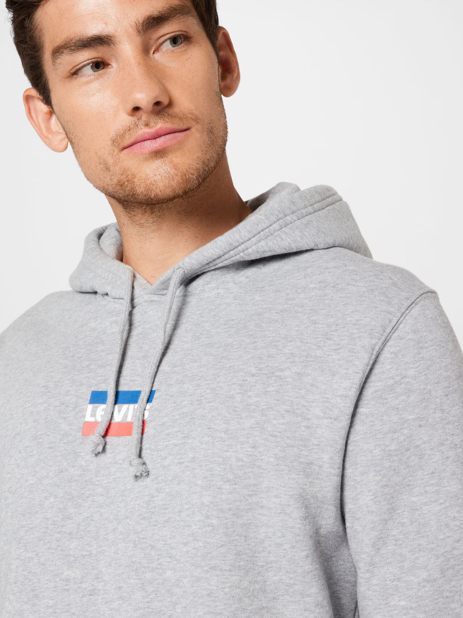 LEVI'S Bluză de molton 'STANDARD GRAPHIC HOODIE MULTI-COLOR' albastru / gri amestecat / roșu / alb - Pled.ro