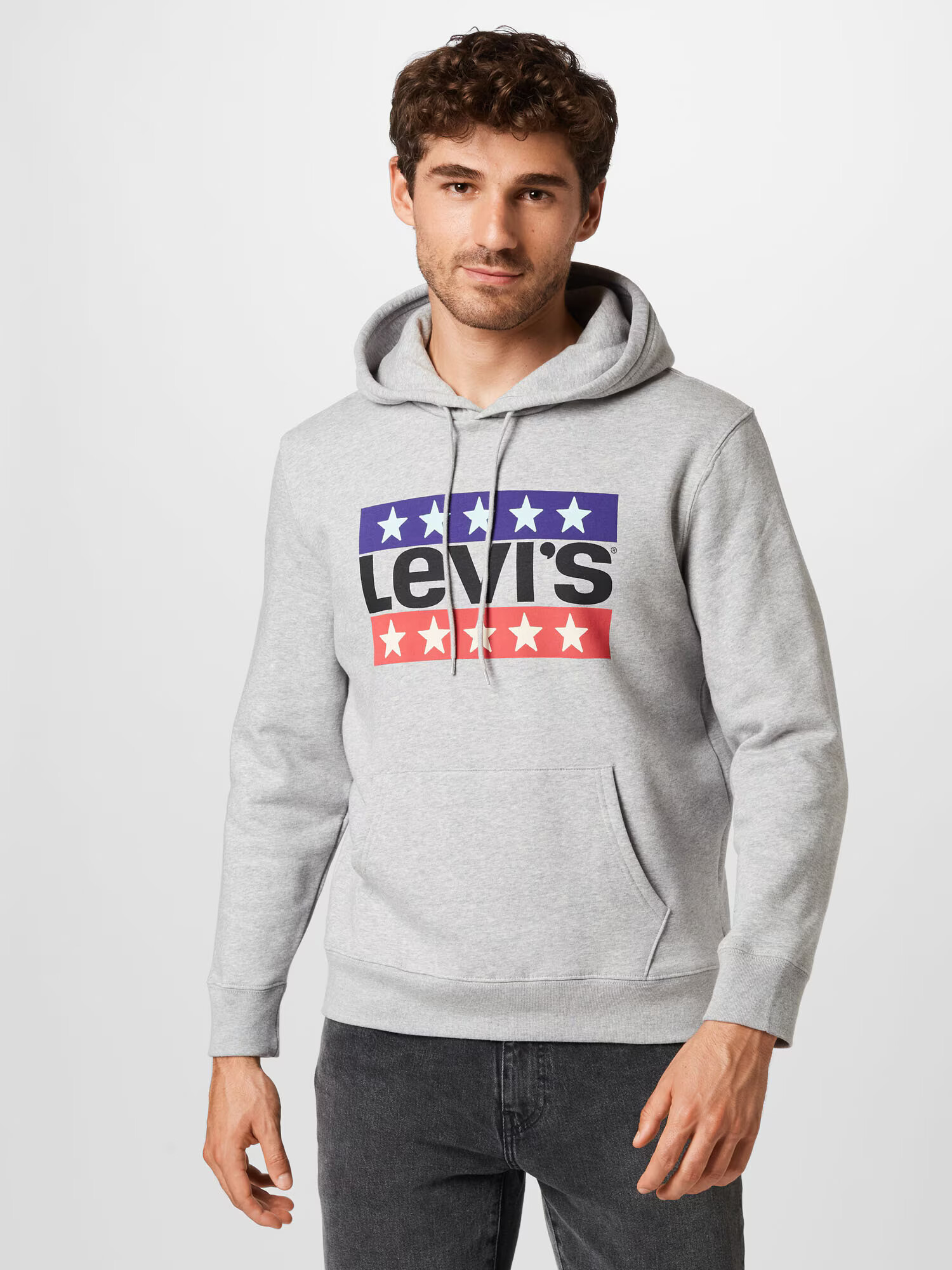 LEVI'S Bluză de molton 'LSE_T3 GRAPHIC HOODIE GREYS' albastru / gri amestecat / roșu / negru - Pled.ro