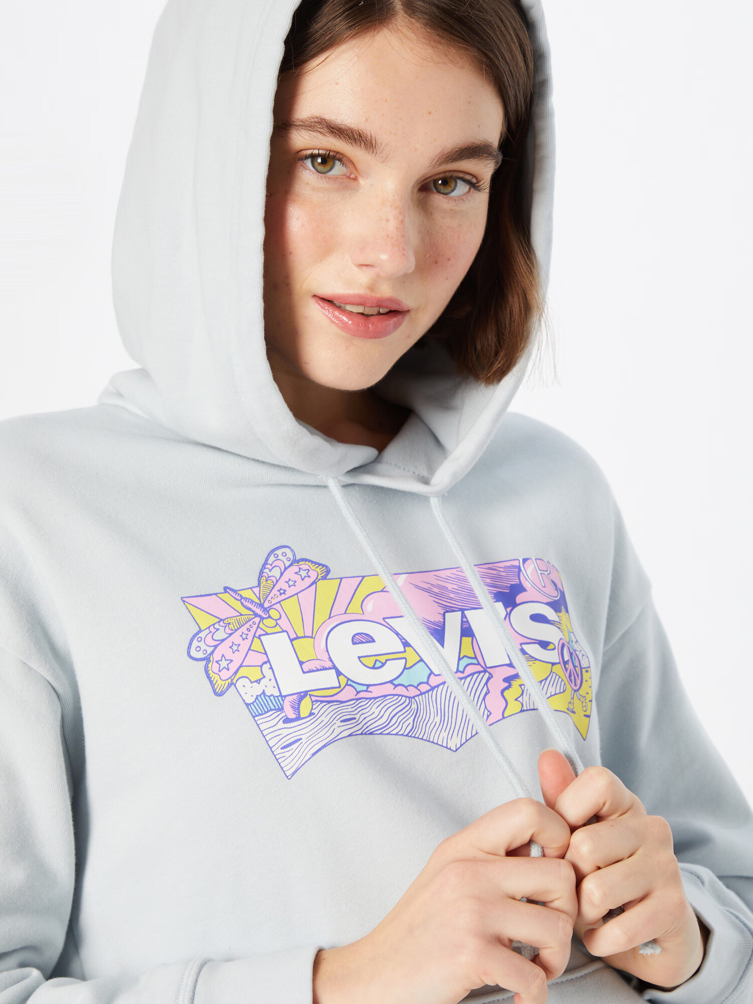 LEVI'S Bluză de molton 'GRAPHIC STANDARD HOODIE BLUES' albastru regal / albastru deschis / galben citron / roz deschis / alb - Pled.ro