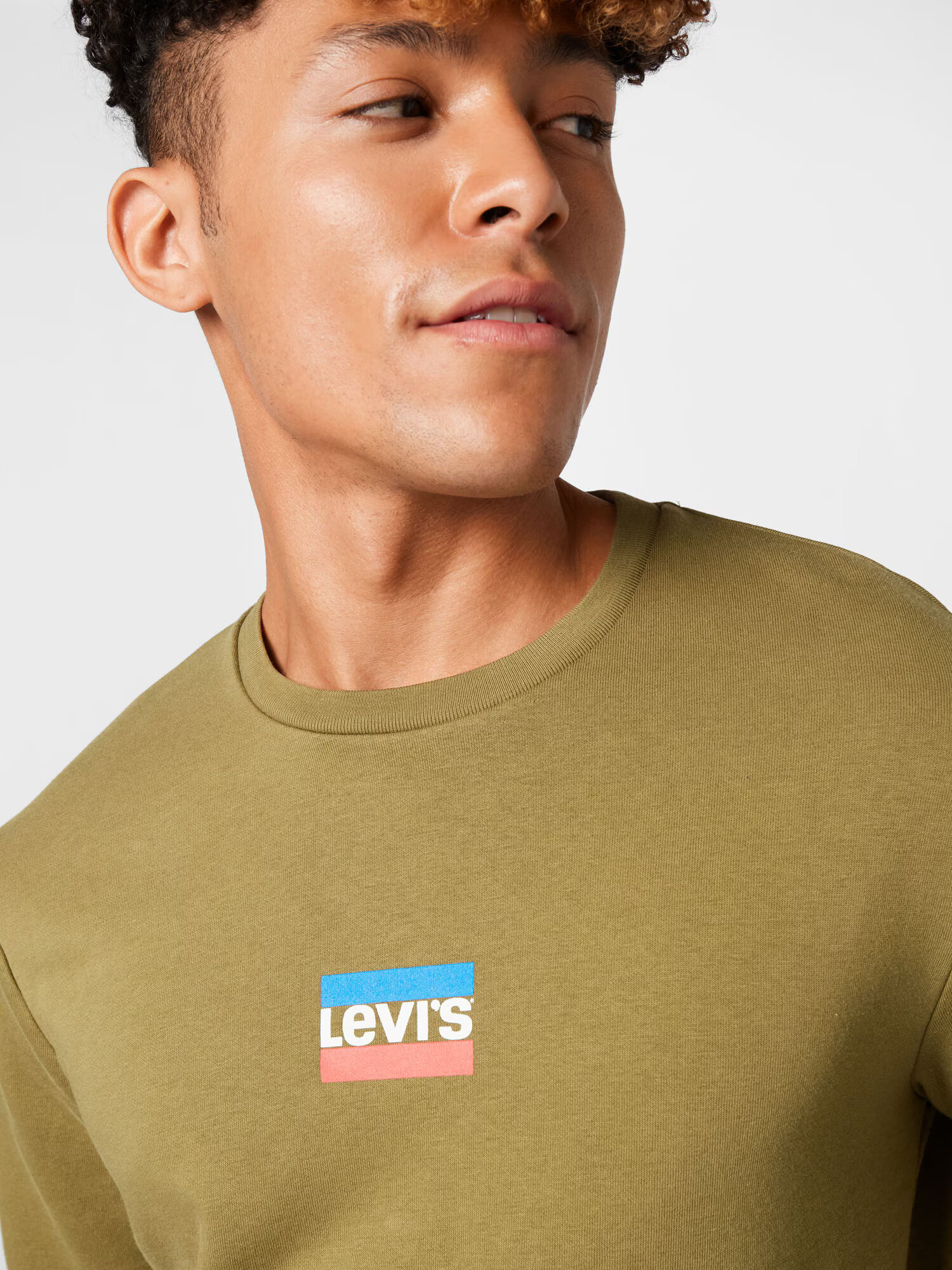 LEVI'S Bluză de molton 'STANDARD GRAPHIC CREW MULTI-COLOR' azur / oliv / roșu / alb - Pled.ro