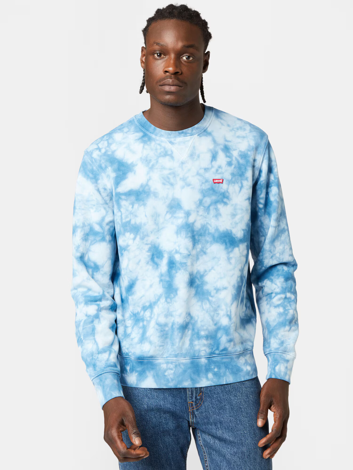 LEVI'S Bluză de molton 'NEW ORIGINAL CREW BLUES' azuriu / alb - Pled.ro