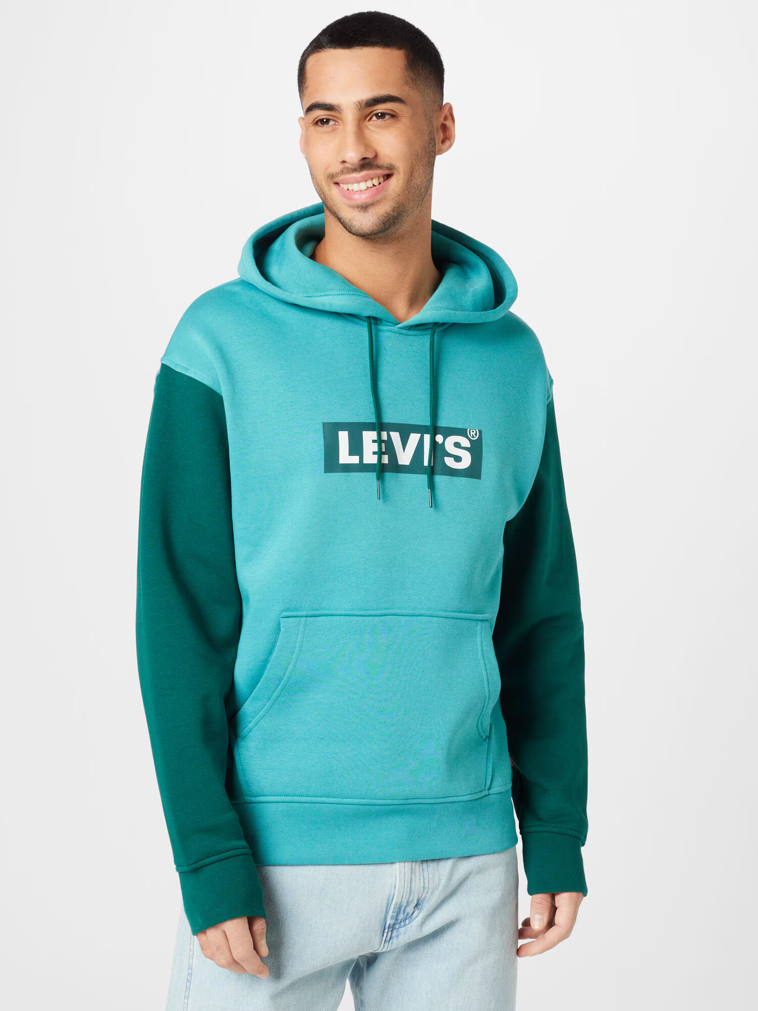 LEVI'S Bluză de molton cyan / verde smarald / alb - Pled.ro