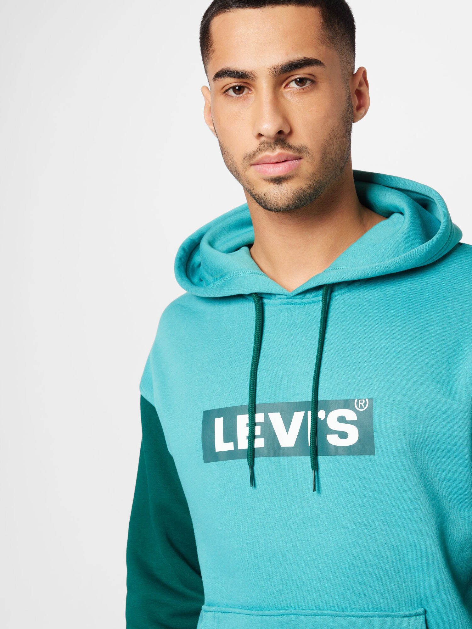 LEVI'S Bluză de molton cyan / verde smarald / alb - Pled.ro