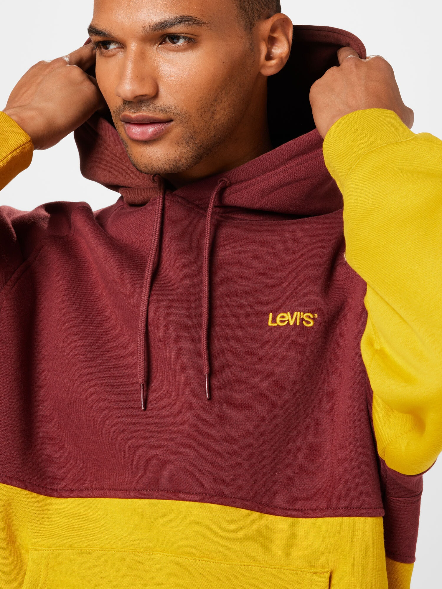 LEVI'S Bluză de molton 'VARSITY HOODIE MULTI-COLOR' galben / roșu bordeaux - Pled.ro