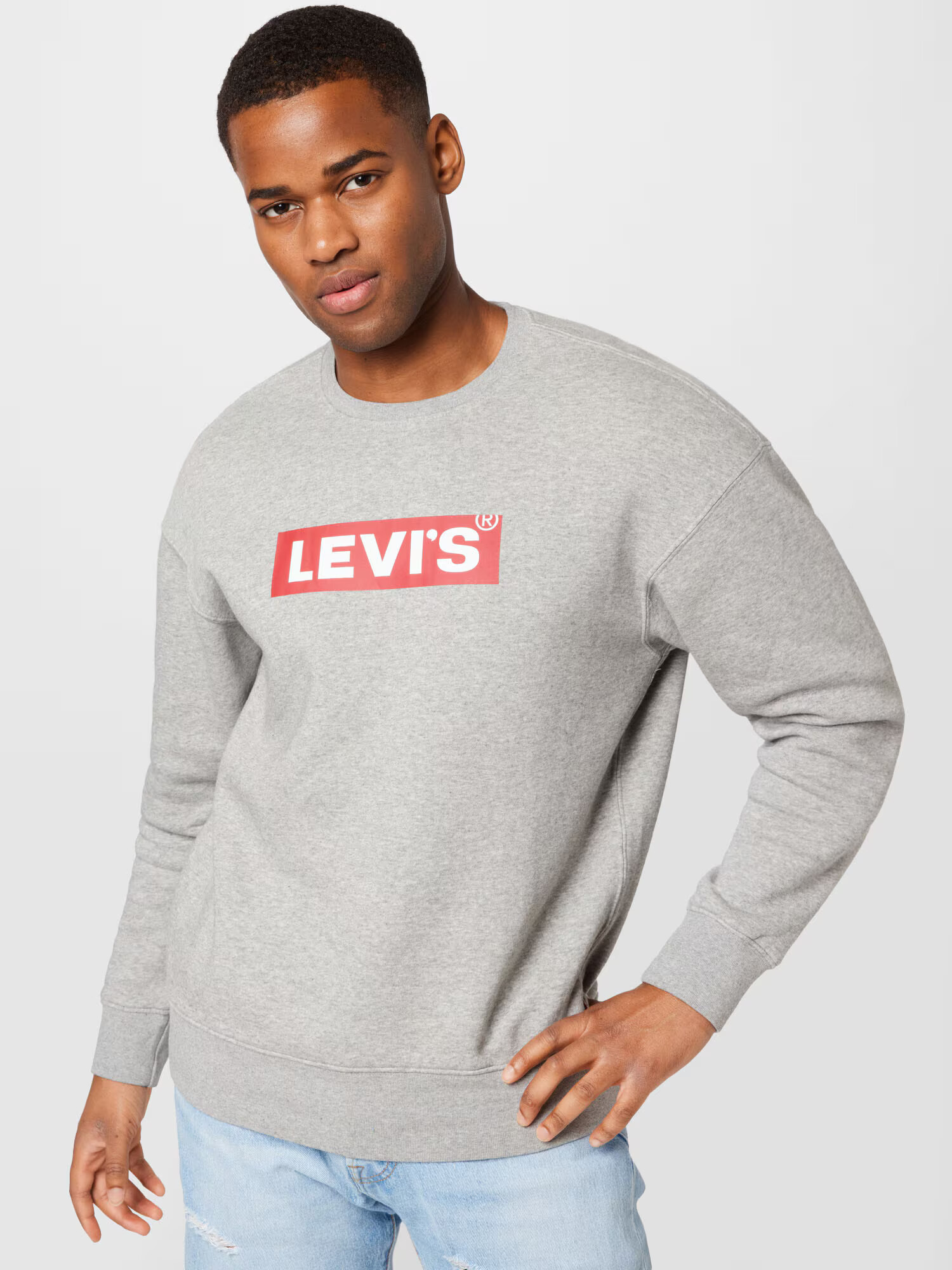 LEVI'S ® Bluză de molton 'T3 RELAXED GRAPHIC CREW MULTI-COLOR' gri amestecat / roșu rodie / alb - Pled.ro