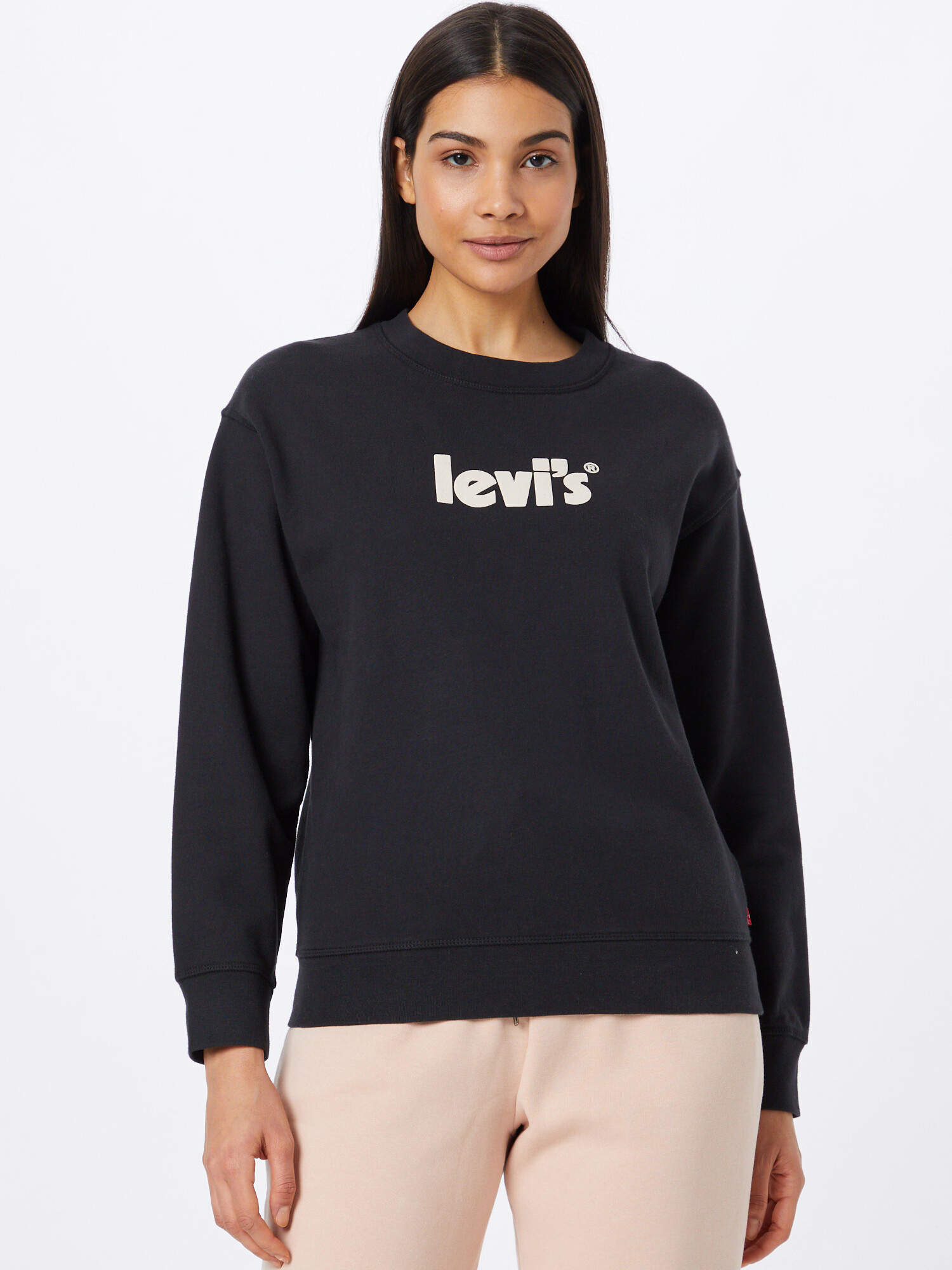 LEVI'S Bluză de molton 'GRAPHIC STANDARD CREW BLACKS' negru / alb - Pled.ro