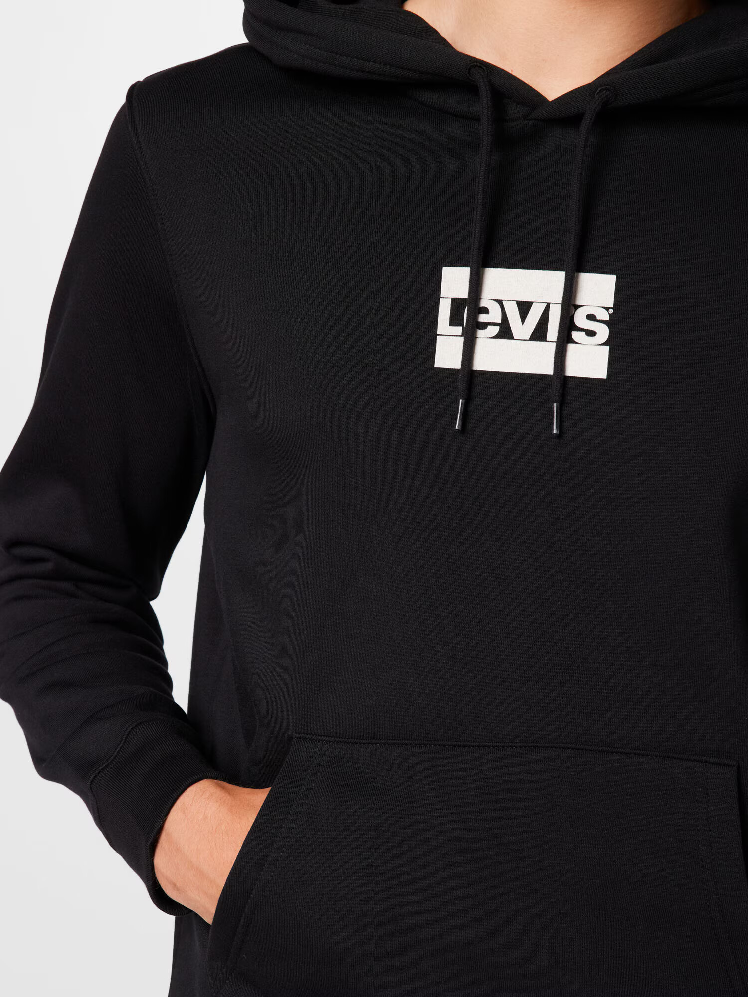 LEVI'S Bluză de molton 'LSE_T3 GRAPHIC HOODIE BLACKS' negru / alb - Pled.ro