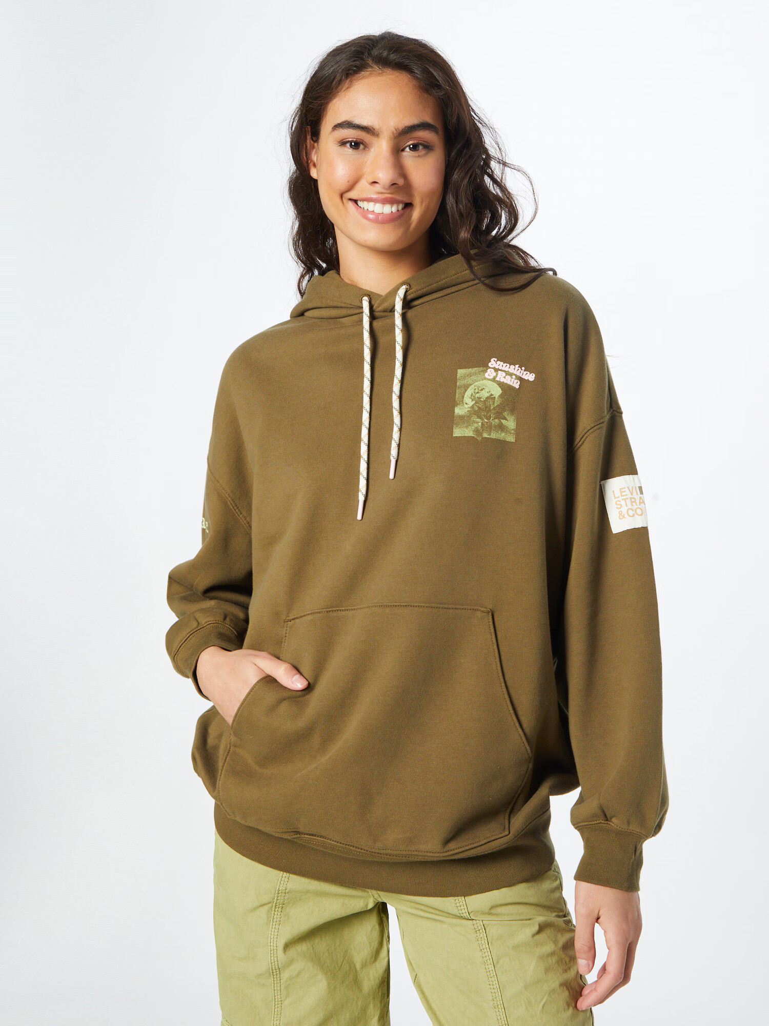 LEVI'S Bluză de molton 'GRAPHIC ORON HOODIE GREENS' oliv / verde deschis - Pled.ro