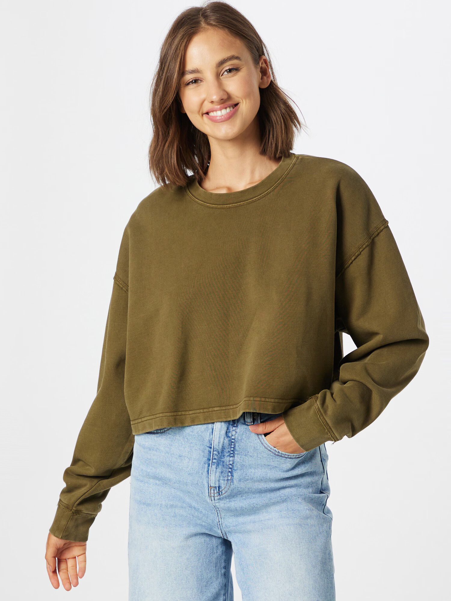 LEVI'S Bluză de molton 'ROONIE CROP SWEATSHIRT GREENS' oliv - Pled.ro