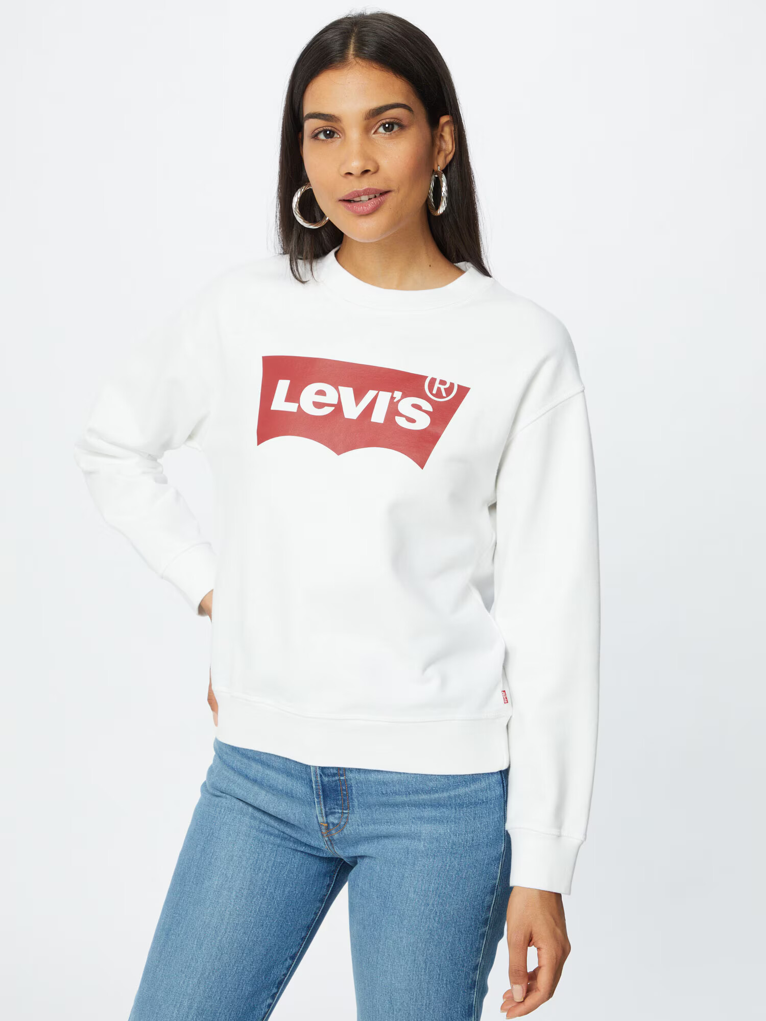 LEVI'S ® Bluză de molton 'GRAPHIC STANDARD CREW NEUTRALS' roşu închis / alb - Pled.ro