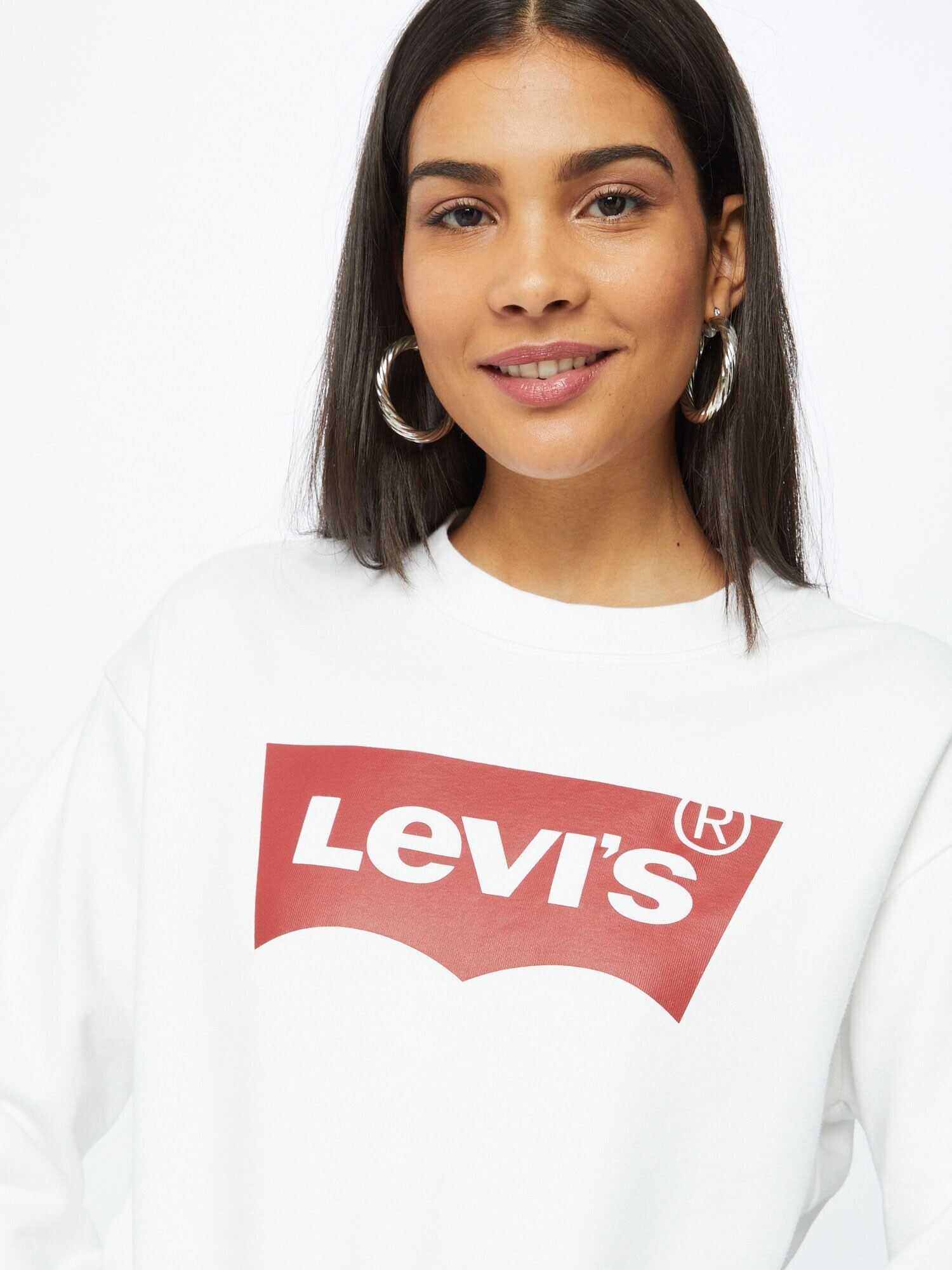 LEVI'S ® Bluză de molton 'GRAPHIC STANDARD CREW NEUTRALS' roşu închis / alb - Pled.ro