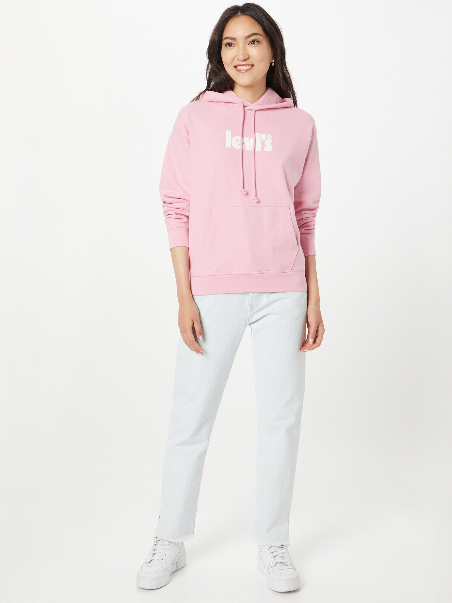 LEVI'S Bluză de molton 'GRAPHIC STANDARD HOODIE REDS' roz / alb - Pled.ro