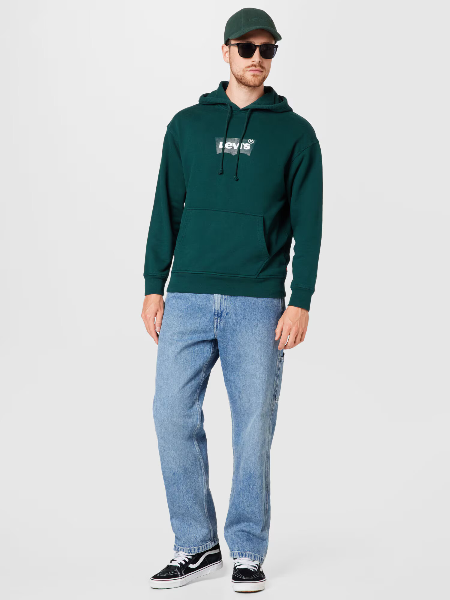 LEVI'S ® Bluză de molton 'RELAXED GRAPHIC PO GREENS' verde / alb - Pled.ro