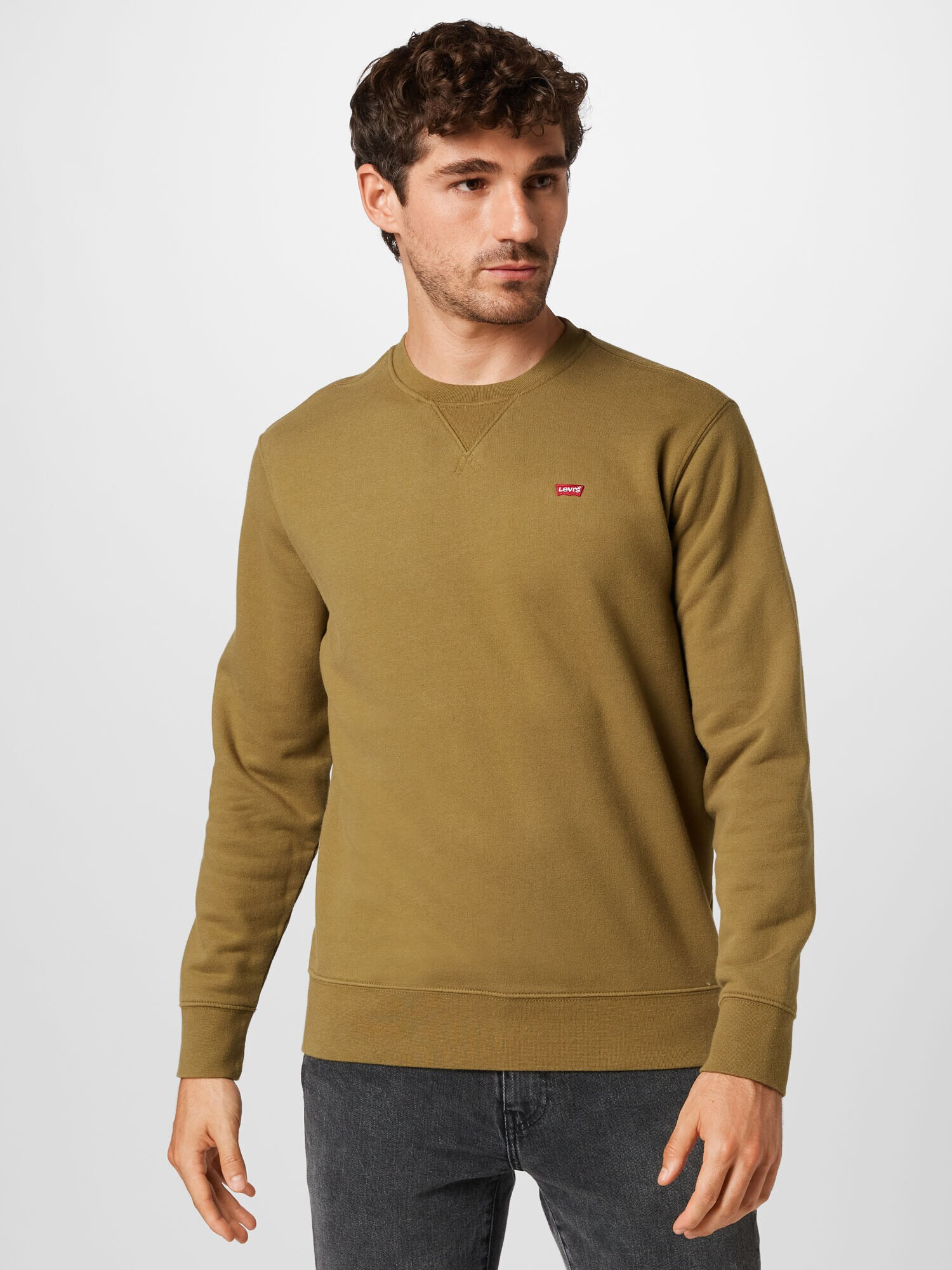 LEVI'S Bluză de molton 'NEW ORIGINAL CREW NEUTRALS' verde stuf - Pled.ro