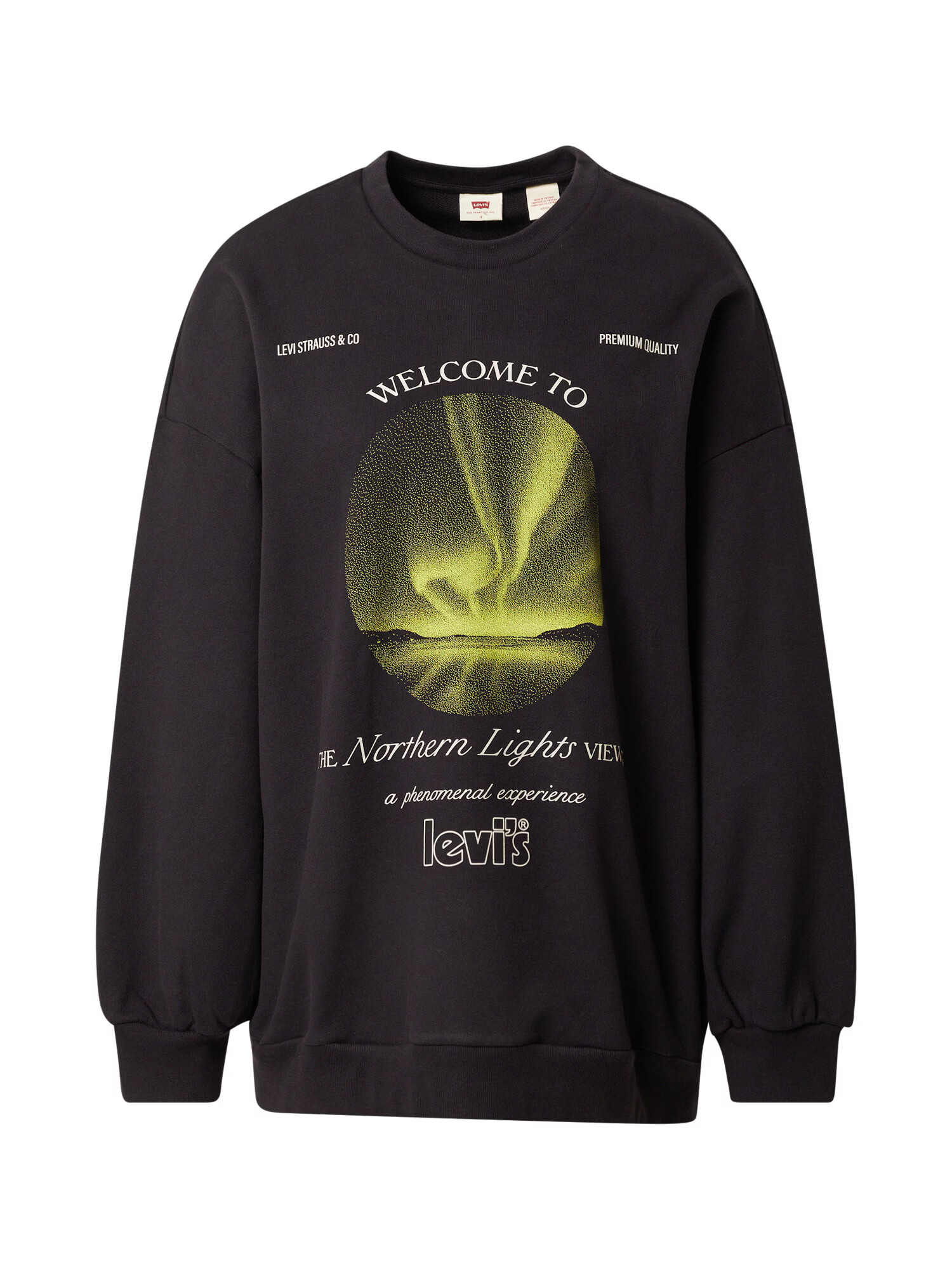 LEVI'S Bluză de molton 'GRAPHIC PRISM CREW BLACKS' verde stuf / negru / alb - Pled.ro