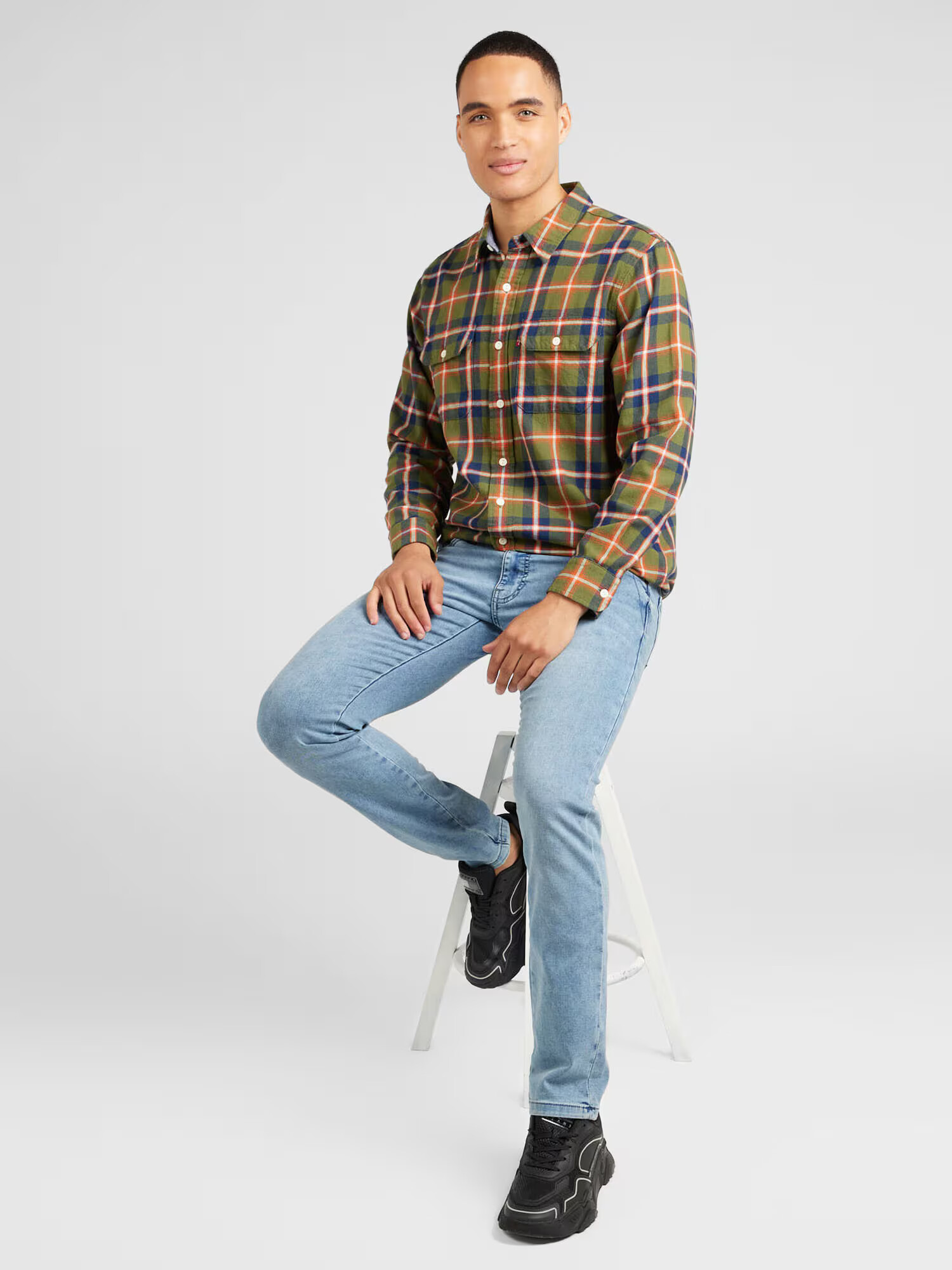 LEVI'S Cămașă albastru / gri deschis / oliv / portocaliu - Pled.ro